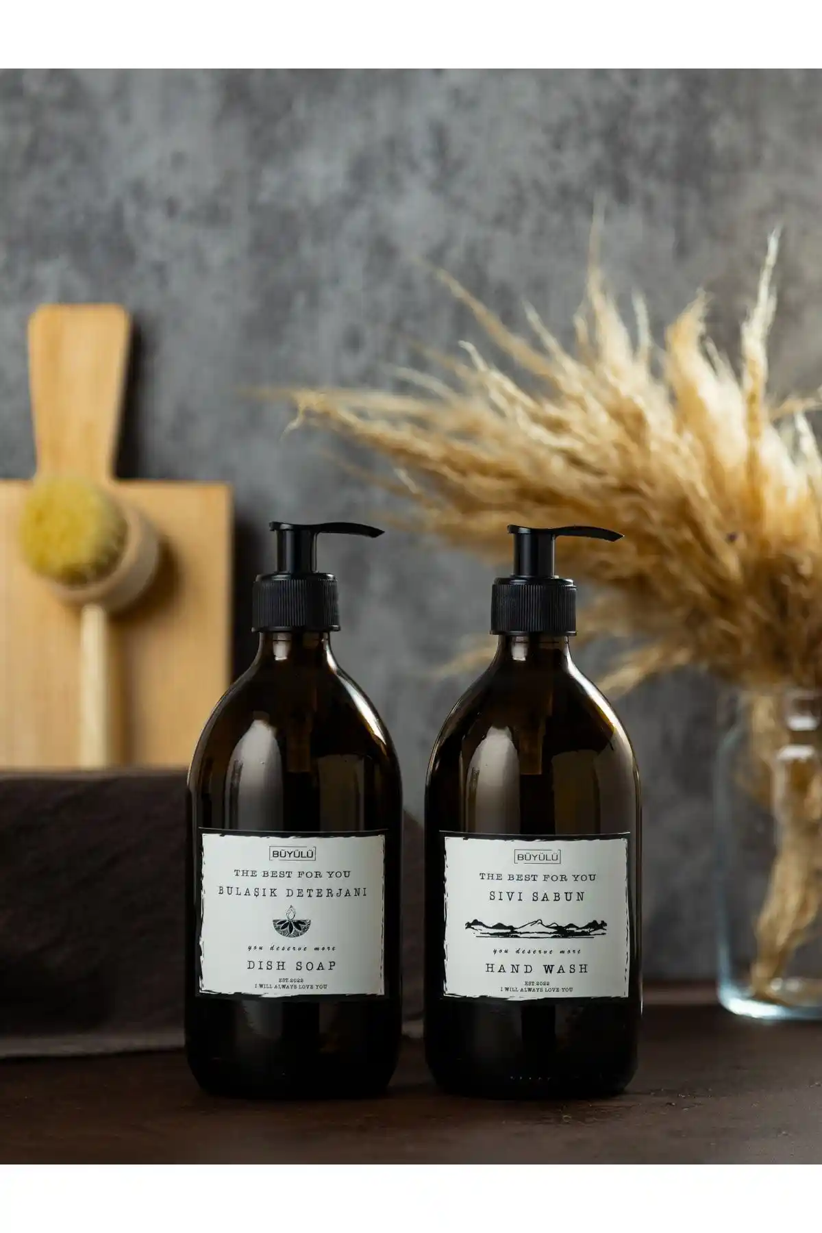 BÜYÜLÜ HOME 2'li Amber Cam Sabunluk ve Bulaşık Deterjanı Seti Şık ve Pratik Tasarım