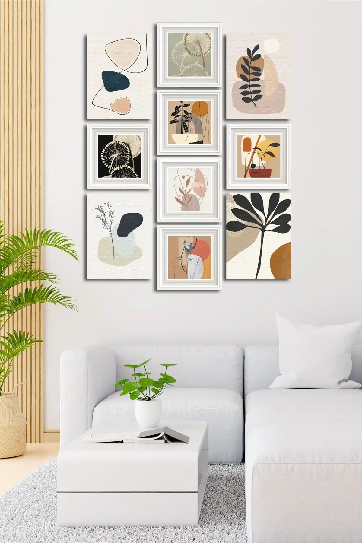 Cadran 10 Parçalı MDF Çerçeve Görünümlü Modern Sanat Tablo Seti Flm050