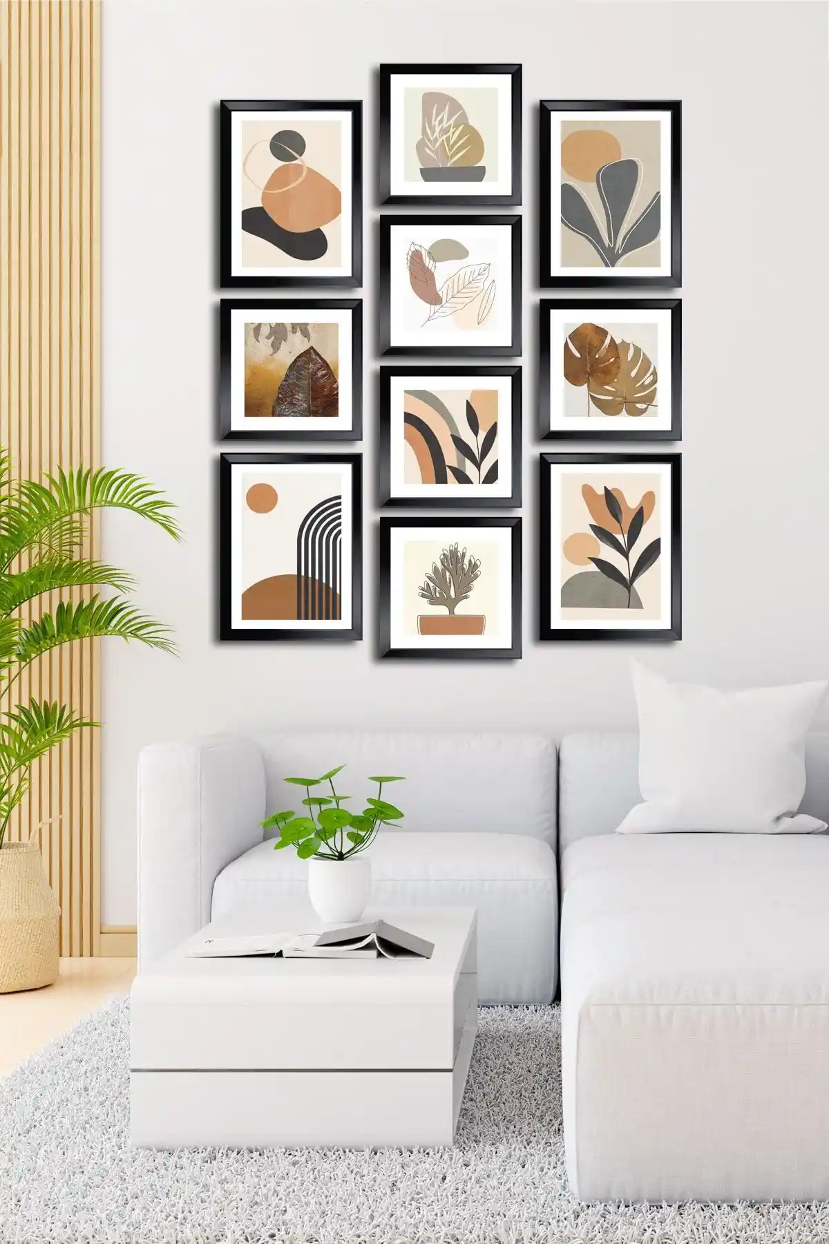 Cadran 10 Parçalı MDF Tablo Seti Modern Soyut Duvar Dekoru 70x100 cm