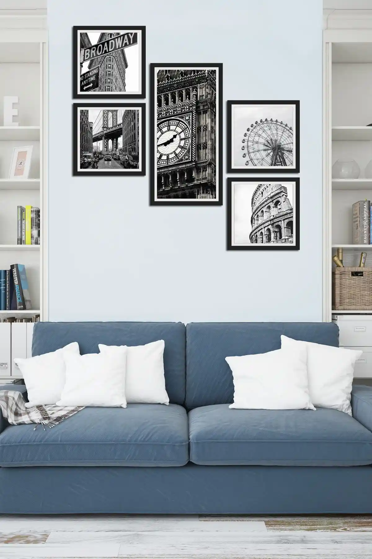 Cadran Collage Style 5 Parçalı MDF Tablo Atf218 Modern ve Şık Dekorasyon İçin Uygun