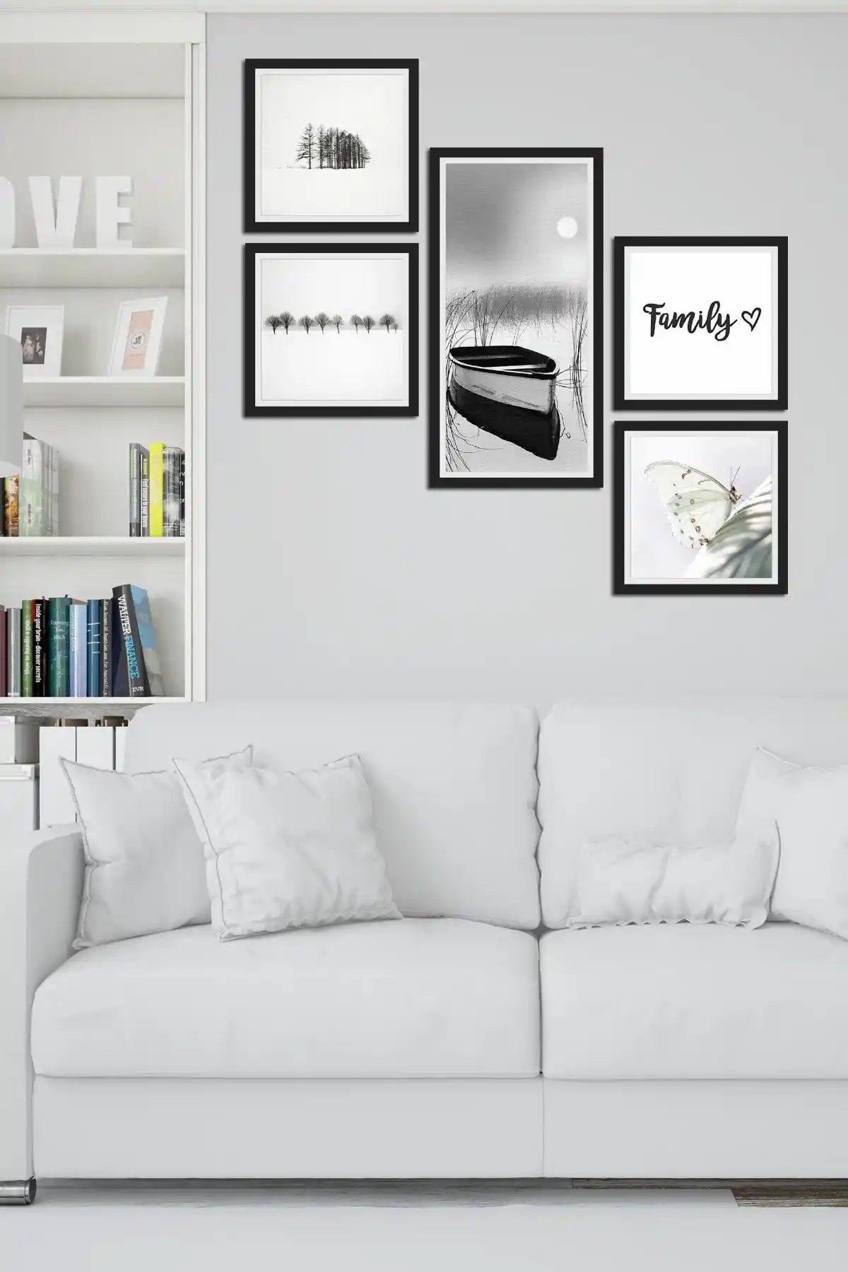 Cadran Collage Style 5 Parçalı MDF Tablo Modern ve Minimalist Dekorasyon İçin Uygun