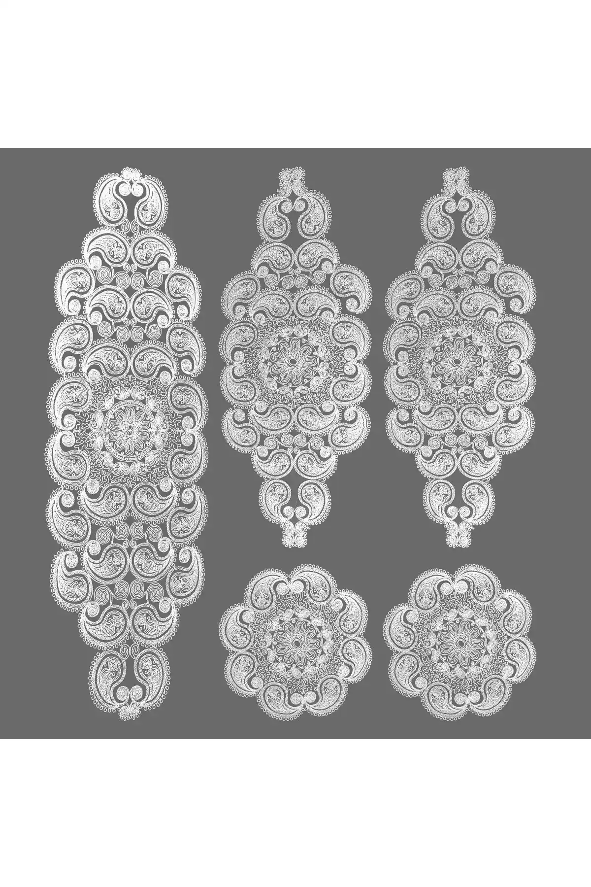 Camino Da Lua Damla 5 Parça Lüks Runner Takımı Şık ve Çok Yönlü Dekoratif Tekstil Ürünü