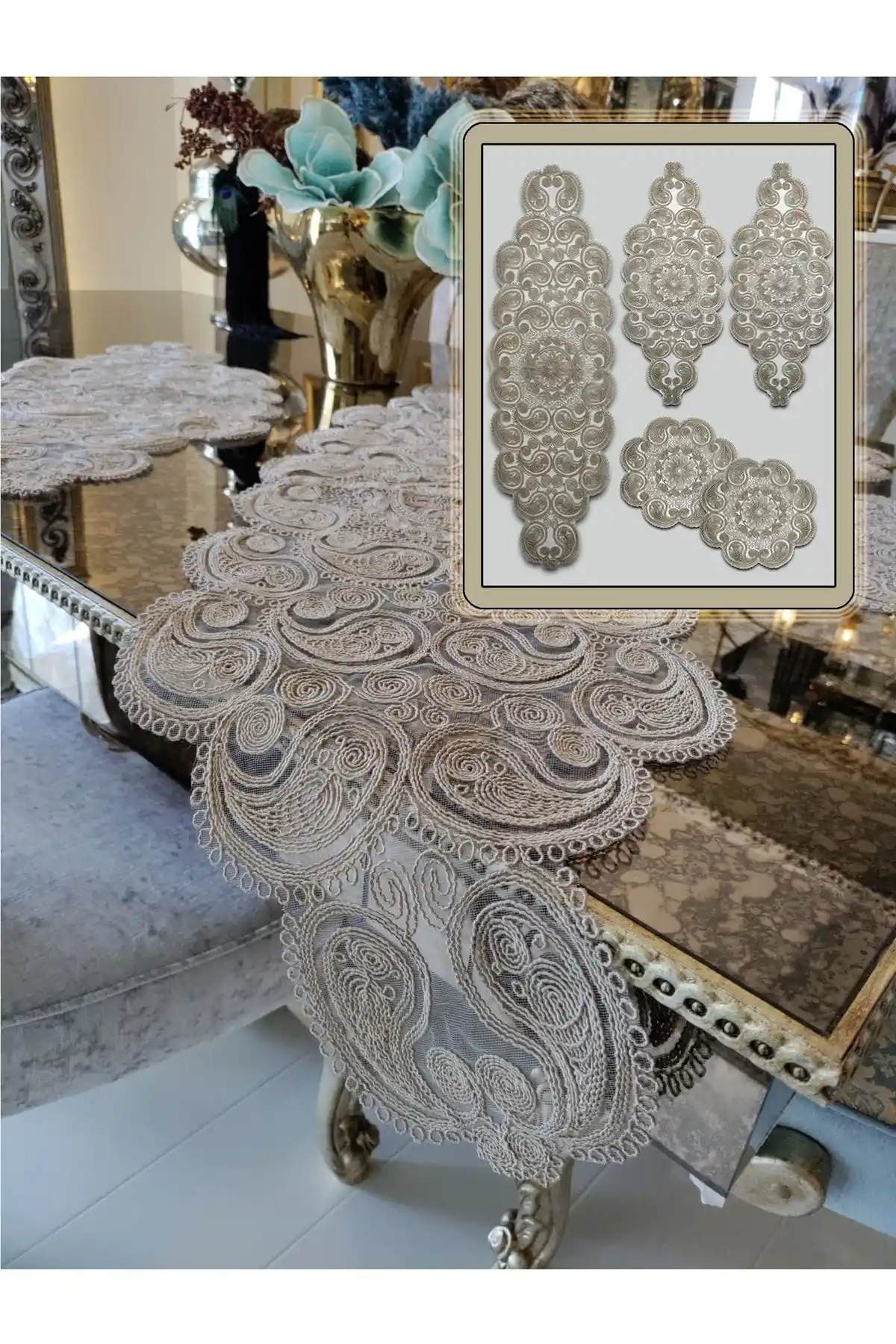 Camino da Lua Damla Masa Örtüsü Takımı ile Şık ve Dayanıklı Dekorasyon Çözümü