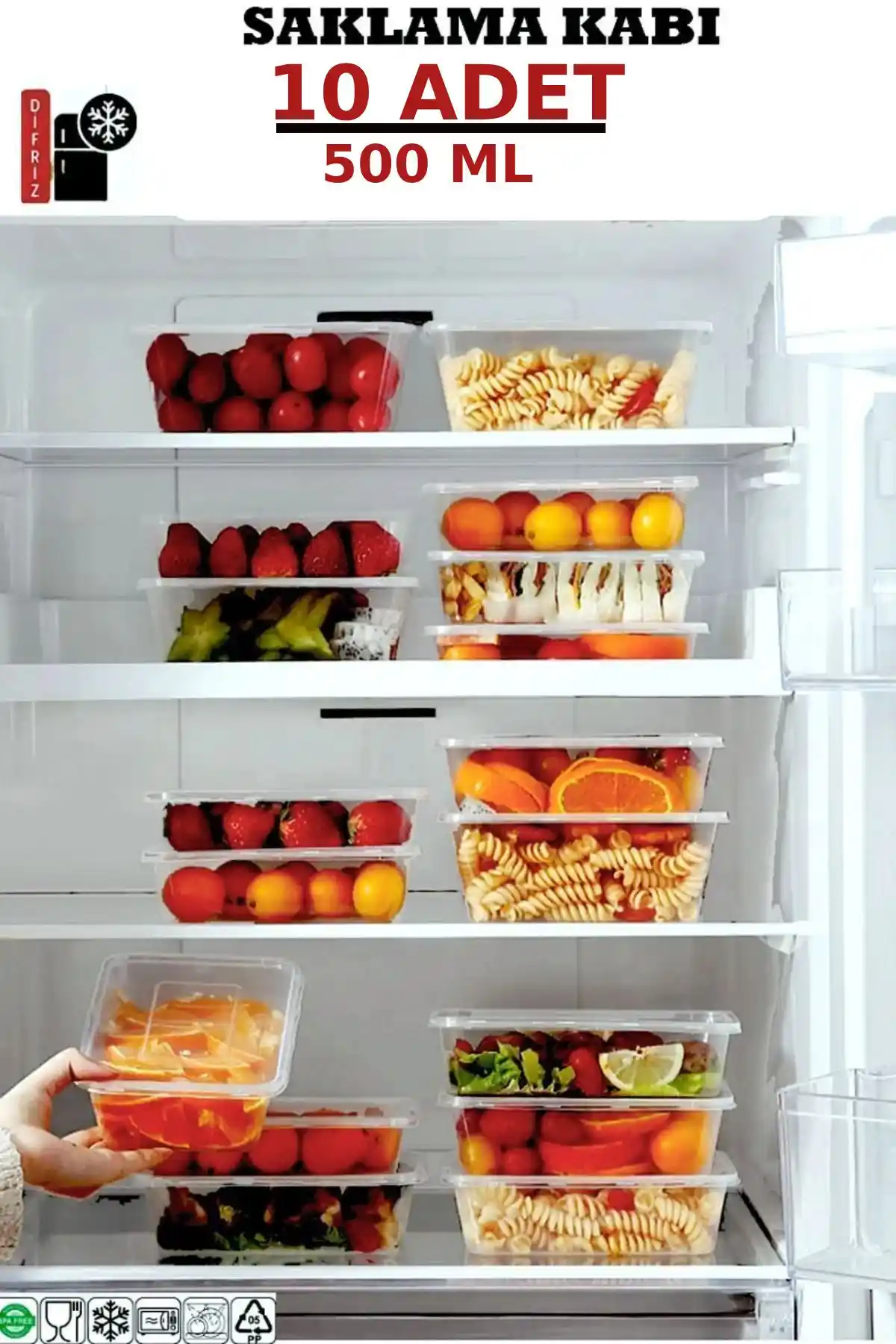 Canbay Store 10 Adet Kapaklı Derin Dondurucu ve Mikrodalga Uyumlu Saklama Kabı Seti