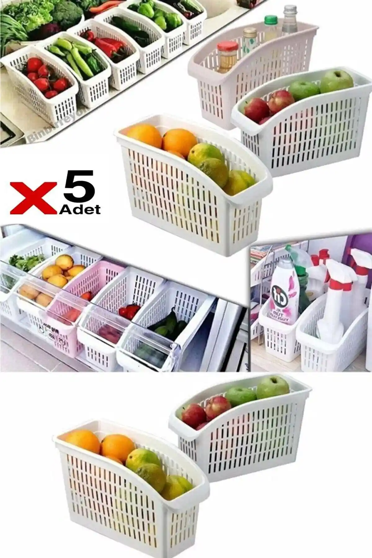 Canbay Store 5 Parçalı Buzdolabı İç Düzenleyici Seti Mutfak ve Banyo İçin Pratik Çözüm