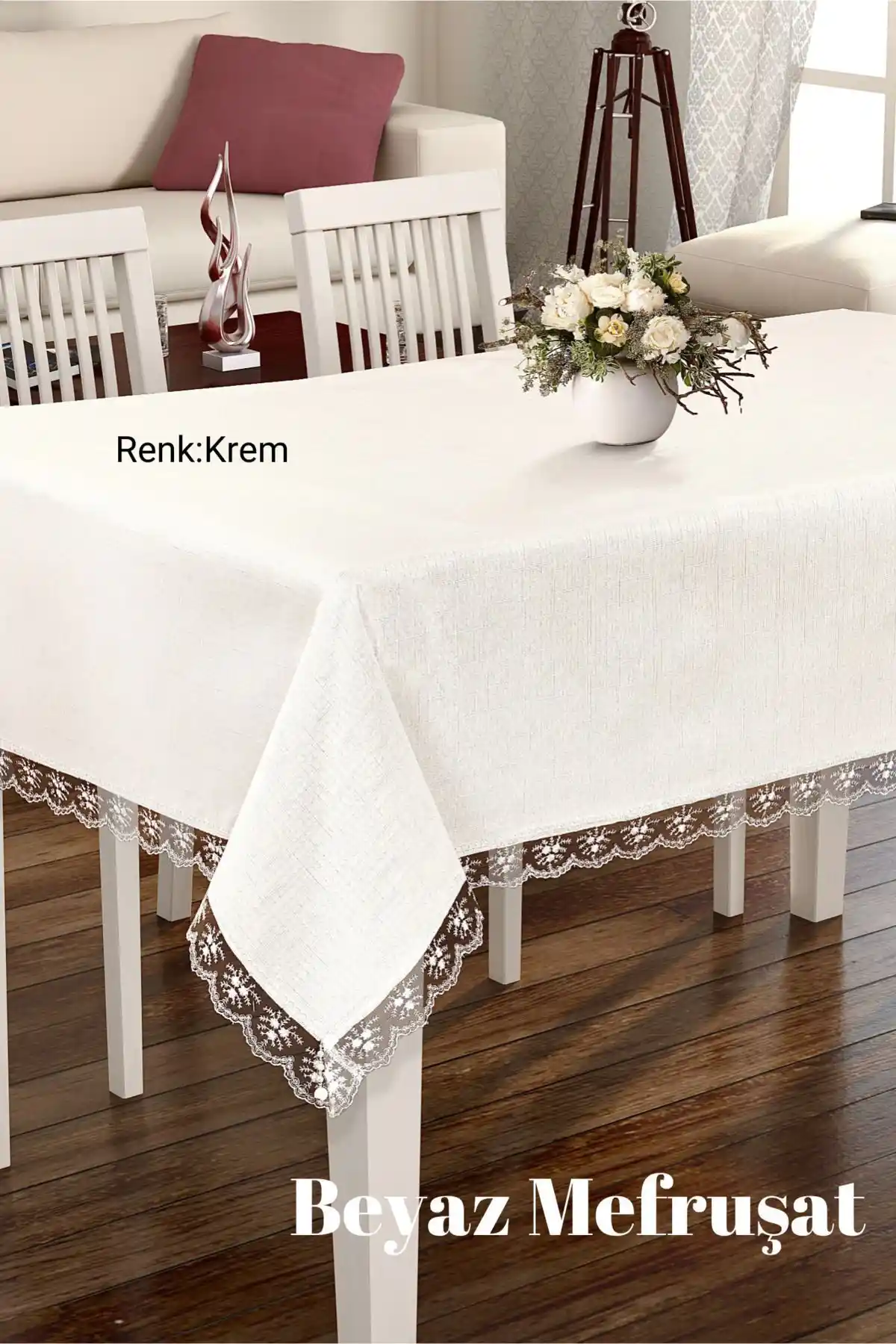 Cardea Dertsiz Güpürlü Kdk Kumaş Masa Örtüsü Modern ve Şık Tasarım