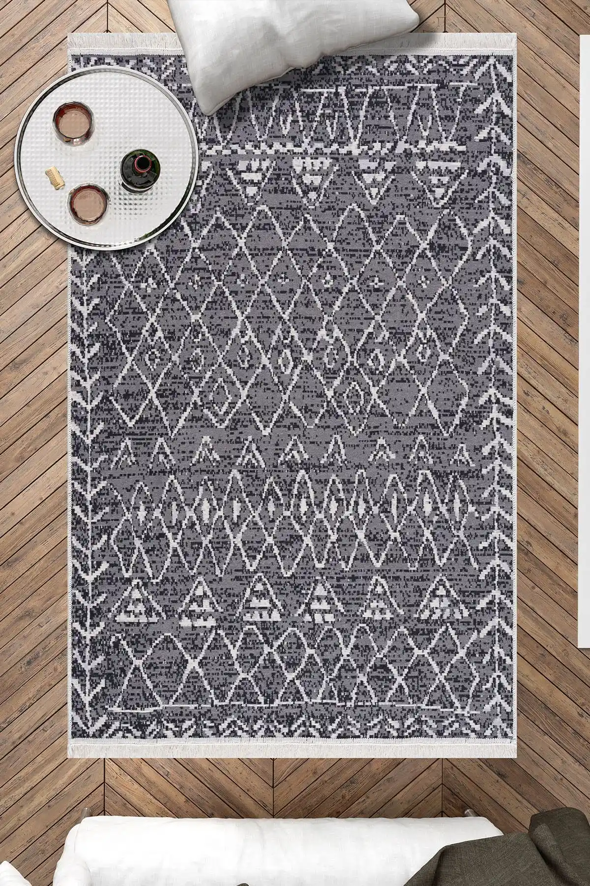 Caretta Home Mistik Serisi Çift Taraflı Pamuk Dekoratif Halı 75-90 cm genişlik seçenekleriyle