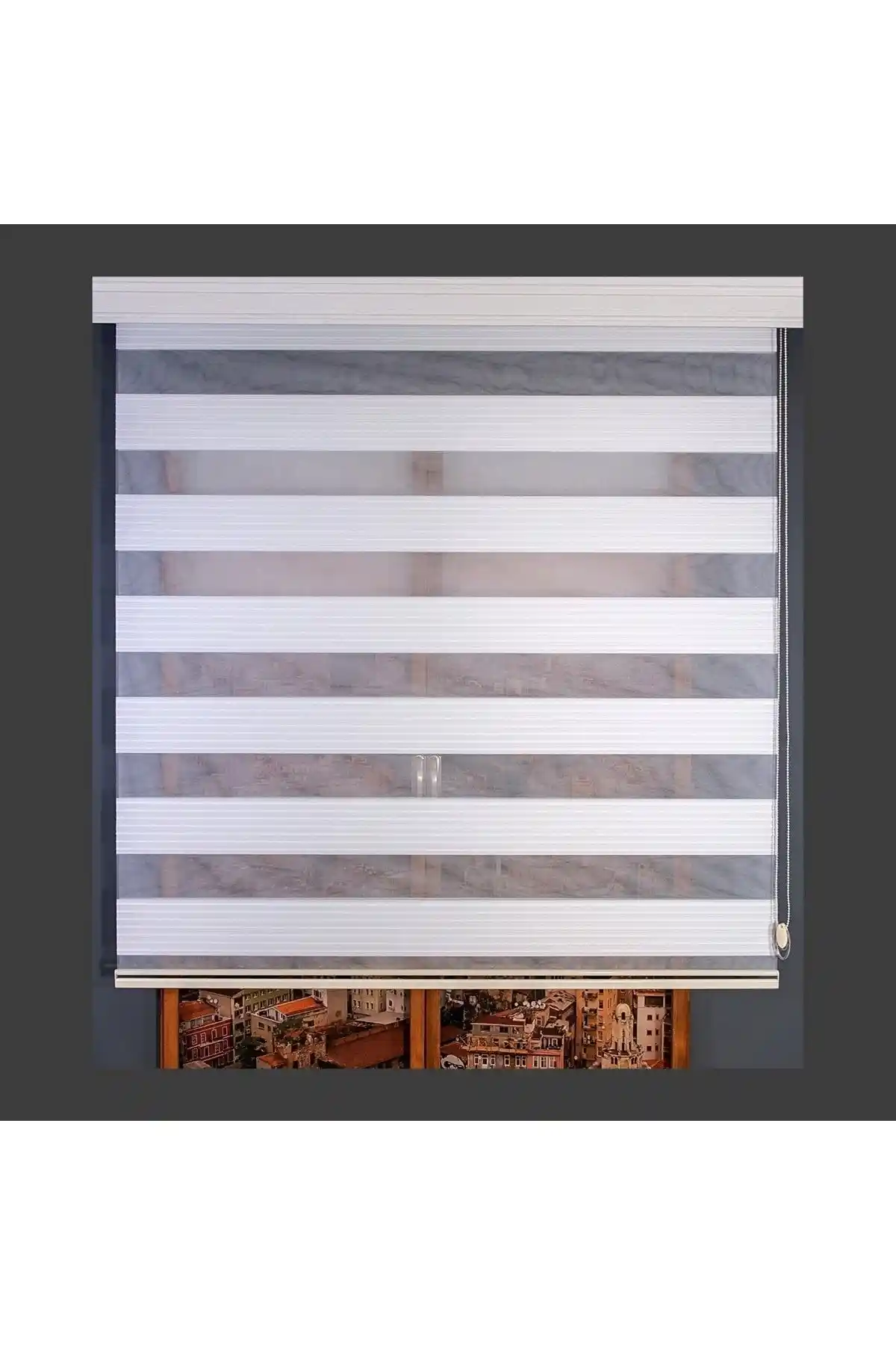 Ceyhan Store Beyaz Geniş Plise Zebra Stor Perde Modern ve Fonksiyonel Tasarım