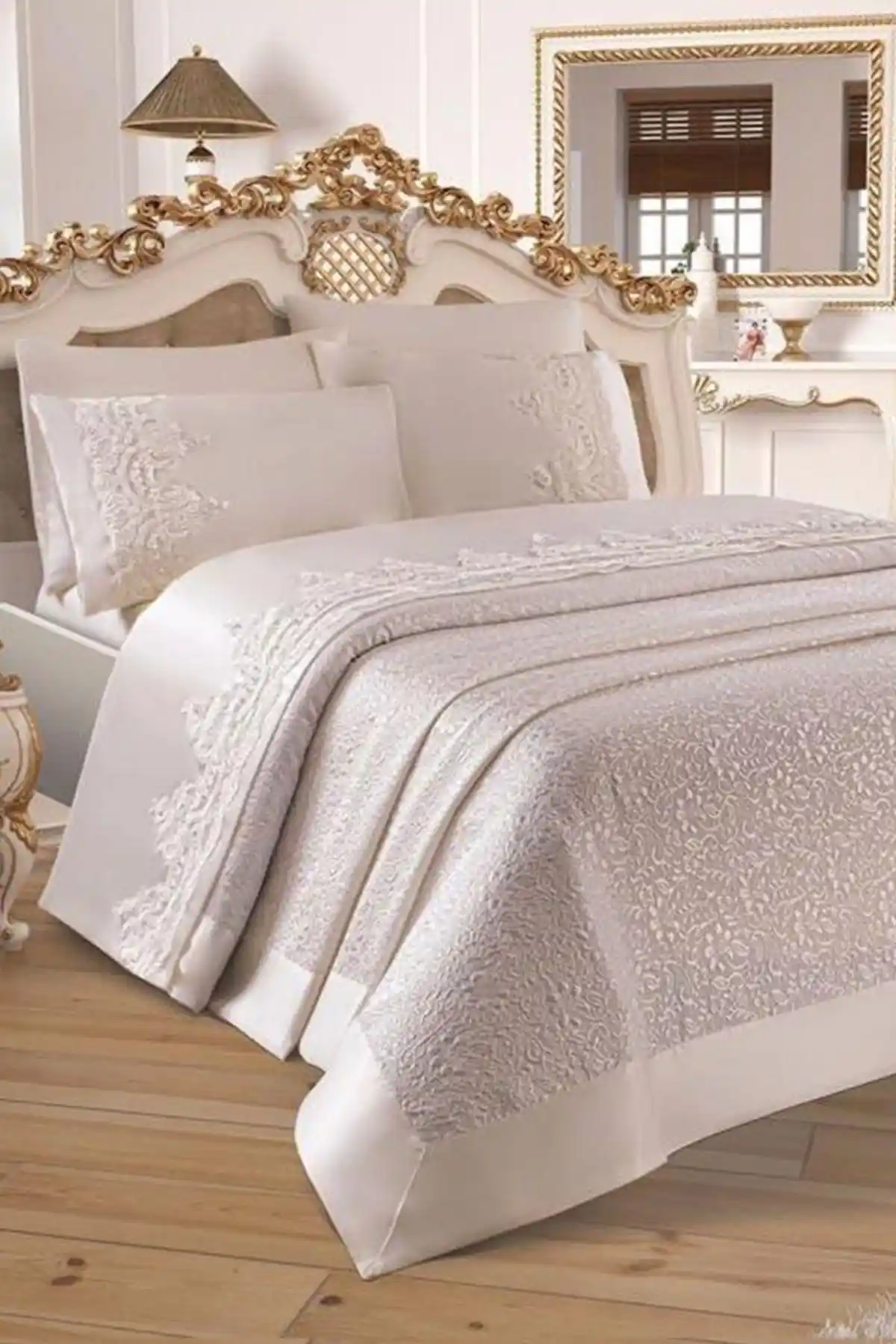 Çeyiz Diyarı Fransız Güpürlü Diana Pike Seti Yatak Odası Dekorasyonu İçin Şık ve Dayanıklı