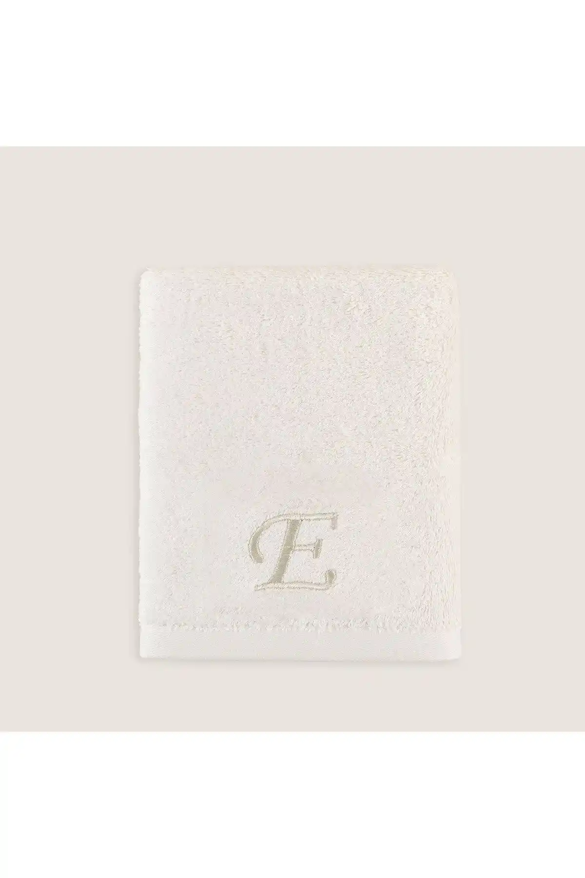 Chakra Solid Nakışlı Yüz Havlusu 50x90 Cm Ekru Doğal Malzemeler ve Şık Tasarım