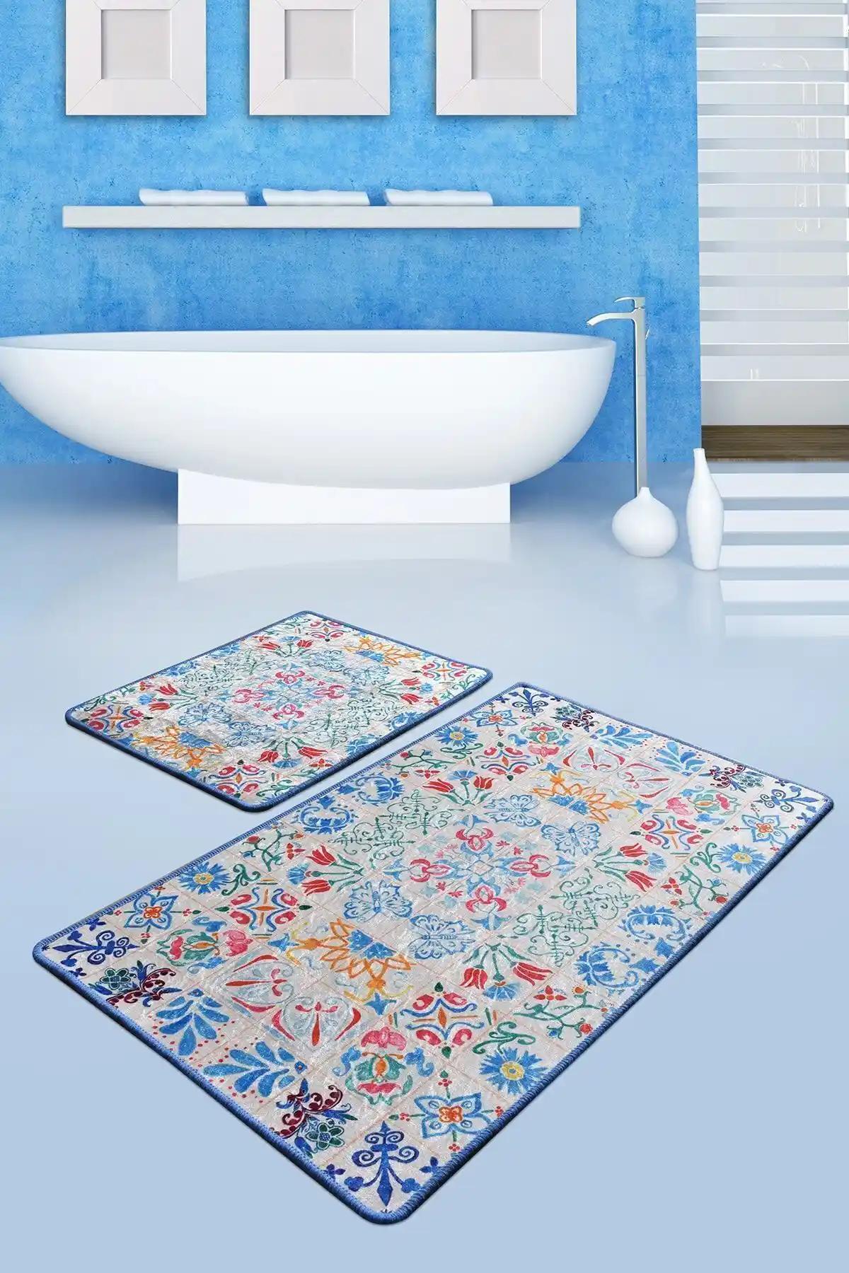 Chilai Home 2'li Banyo Halısı ve Paspas Takımı Modern Tasarım Güvenli Kullanım