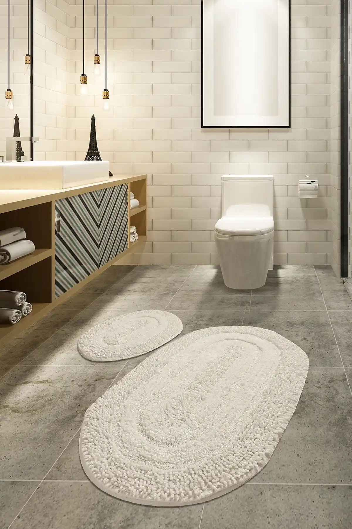 Chilai Home Macoroni Kemık 2'li Set: Şık ve Güvenli Banyo Dekorasyonu İçin Ideal Tercih