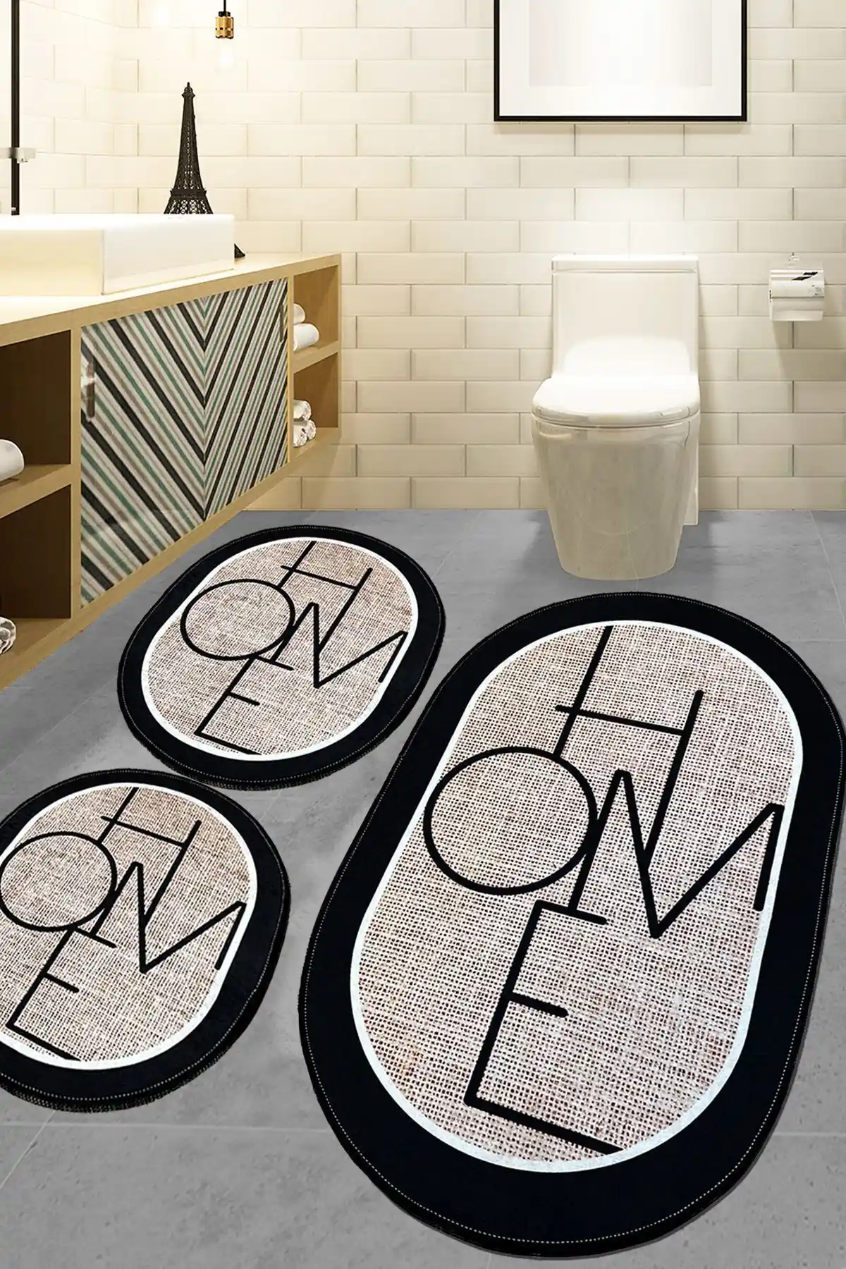 Chilai Home Mohe 3'lü Banyo Halısı: Şık ve Güvenli Banyo Dekorasyonu İçin Uygun Seçenek