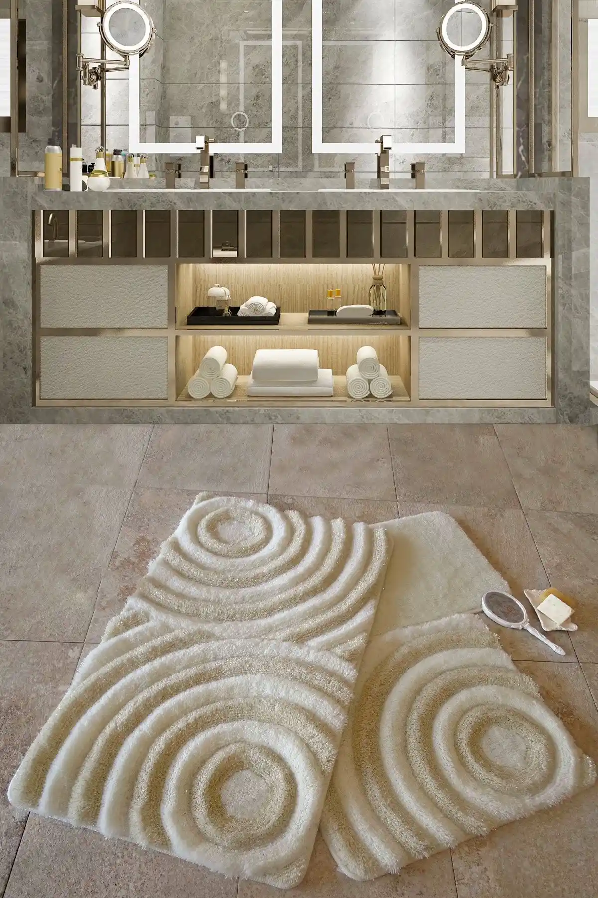 Chilai Home Wave Ekru 3'lü Banyo Halısı: Şıklık ve Konfor Sunan Dayanıklı Tasarım