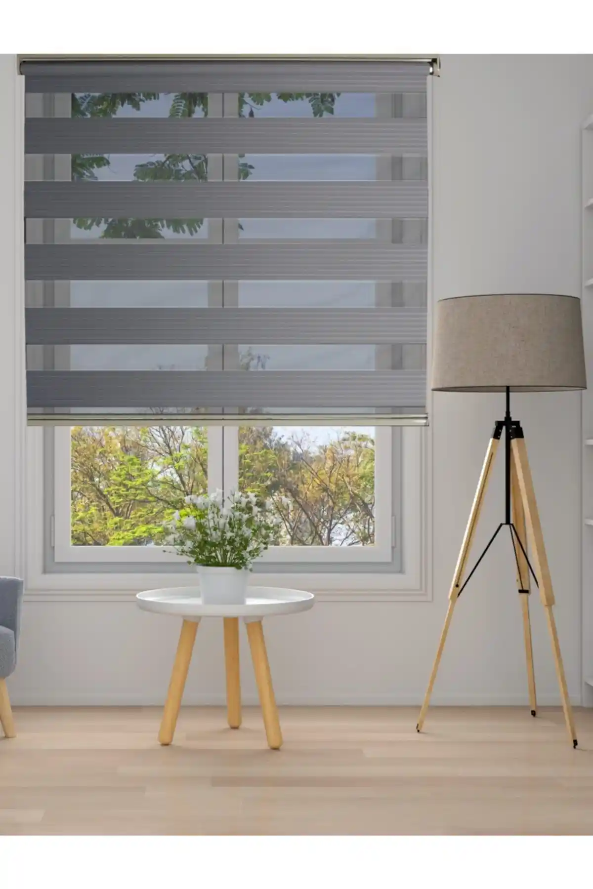 CLARISS HOME Gri Zebra Stor Perde: Modern ve İşlevsel İç Mekan Dekorasyonu