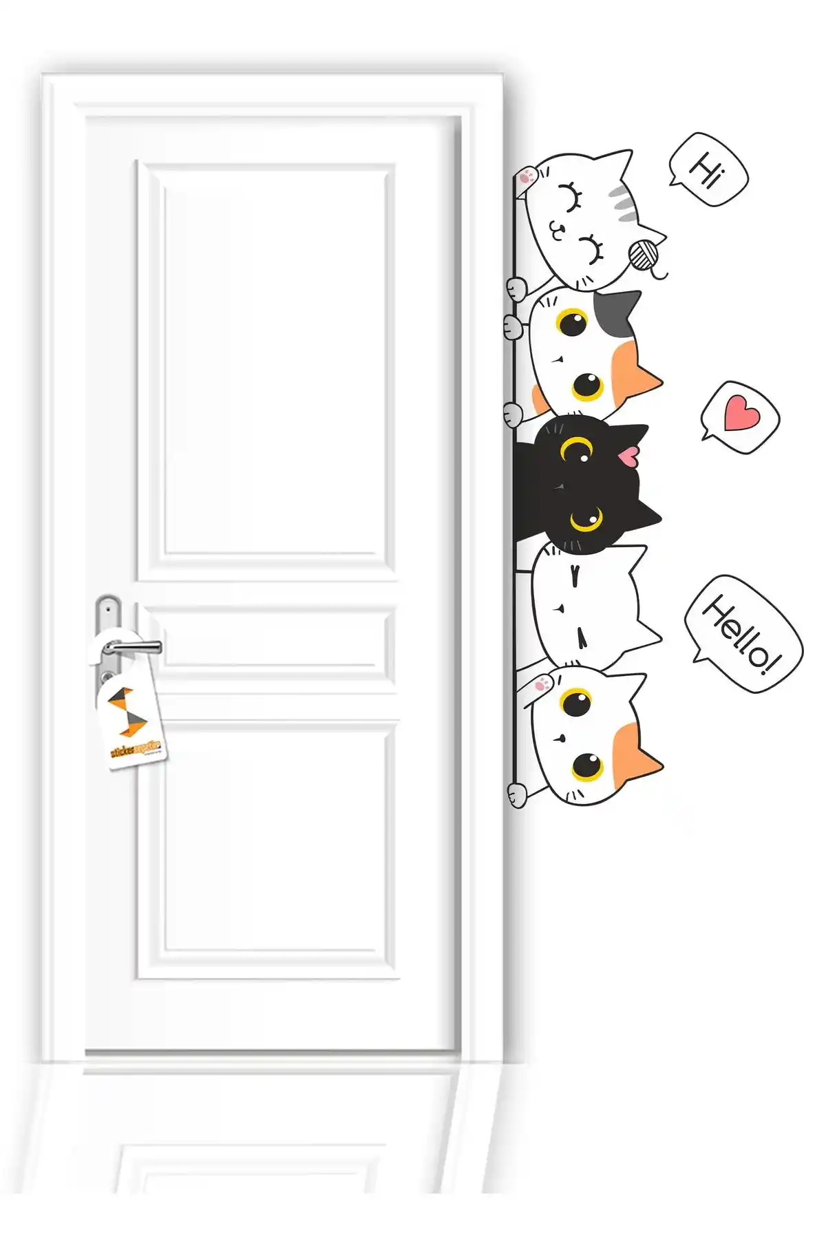Çocuk Odaları İçin Renkli ve Kolay Uygulamalı Kedi Temalı Duvar Stickerı