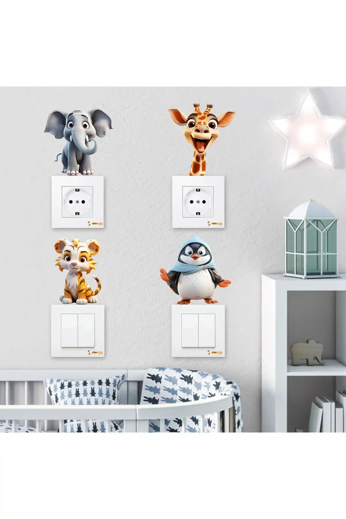 Çocuk Odası Dekorasyonunda Renkli ve Eğlenceli Sevimli Hayvanlar Sticker Seti