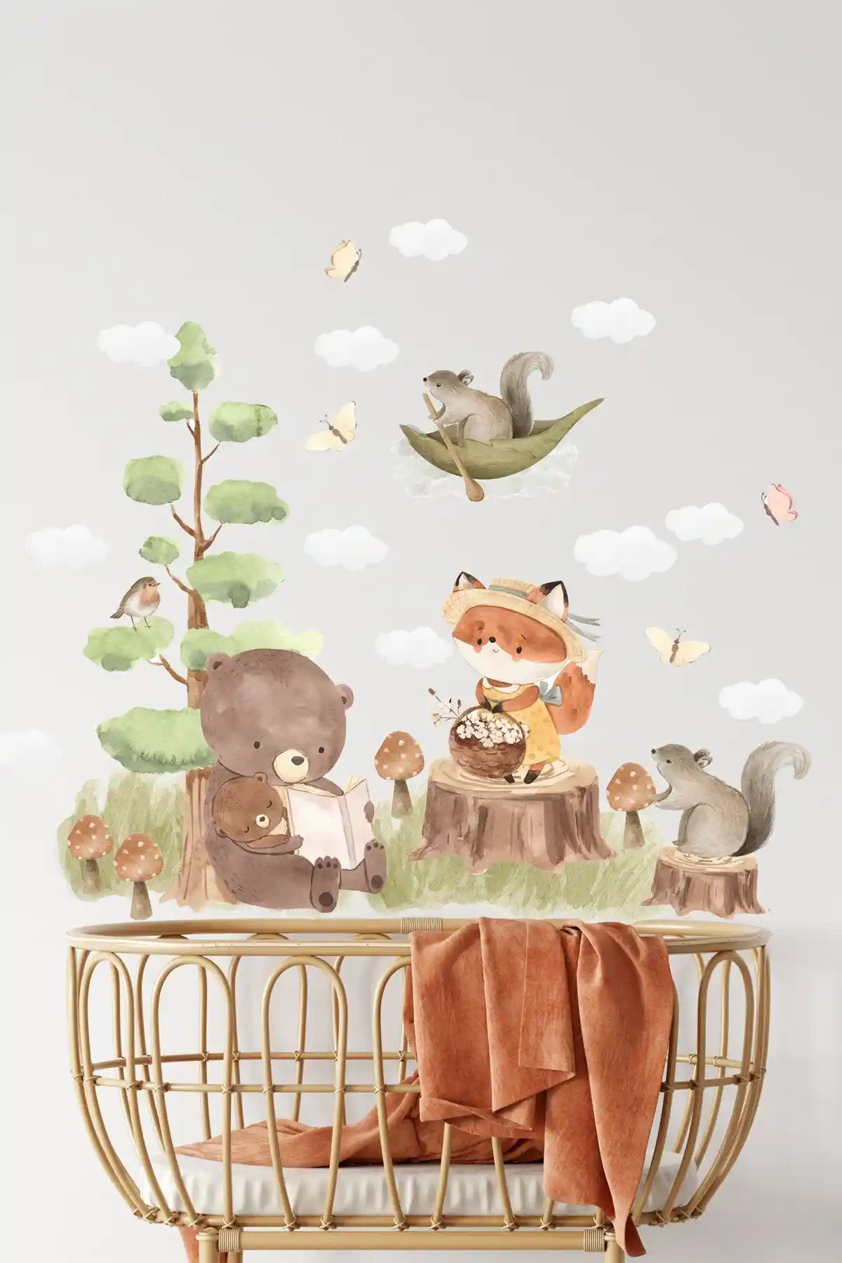 Çocuk Odası İçin Renkli Ormanda Masal Saati Duvar Sticker Seti Detaylı İnceleme