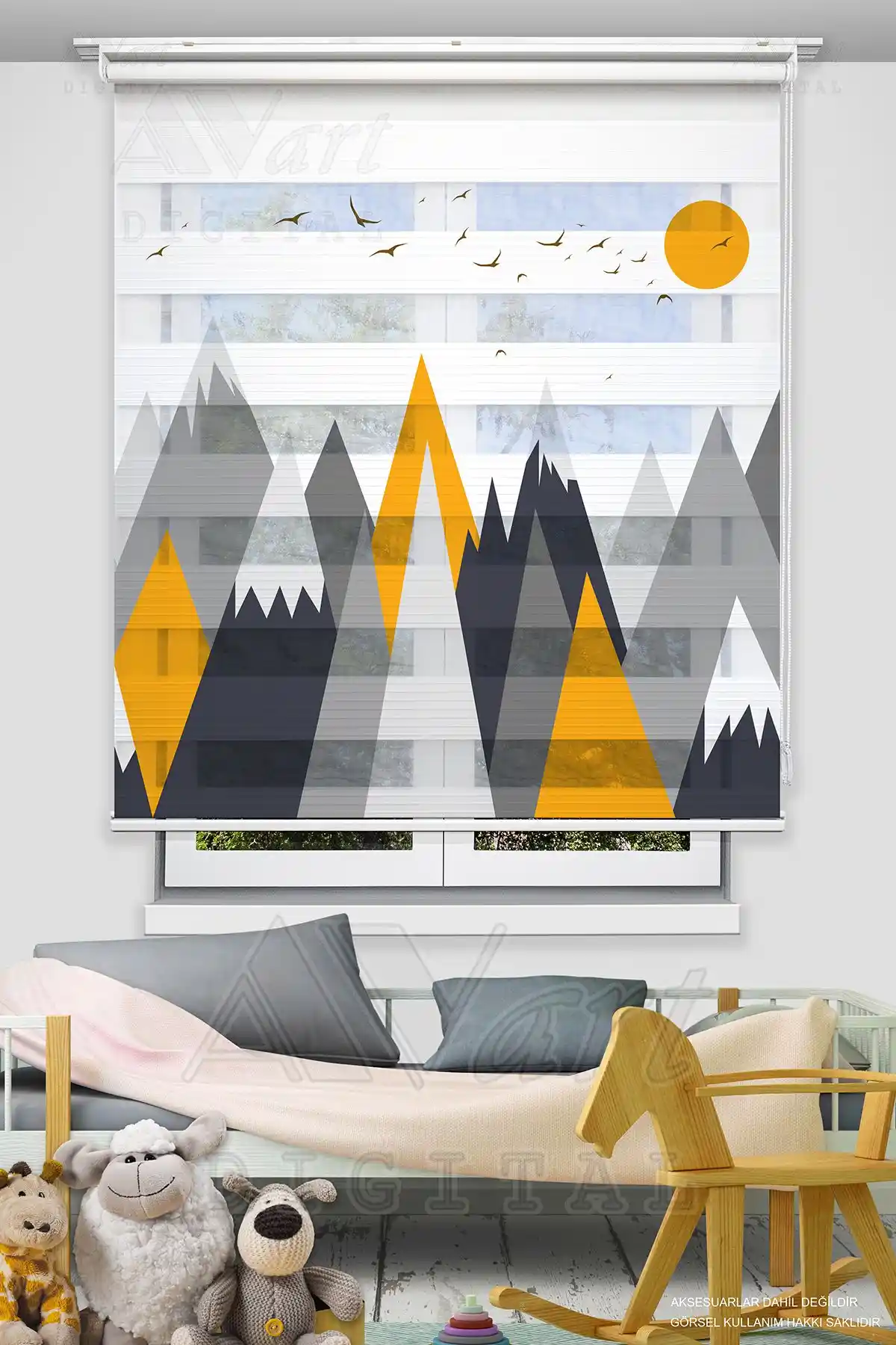 Çocuk Odası İçin Renkli ve Dayanıklı Dağ Tepe Baskılı Perde Seçenekleri