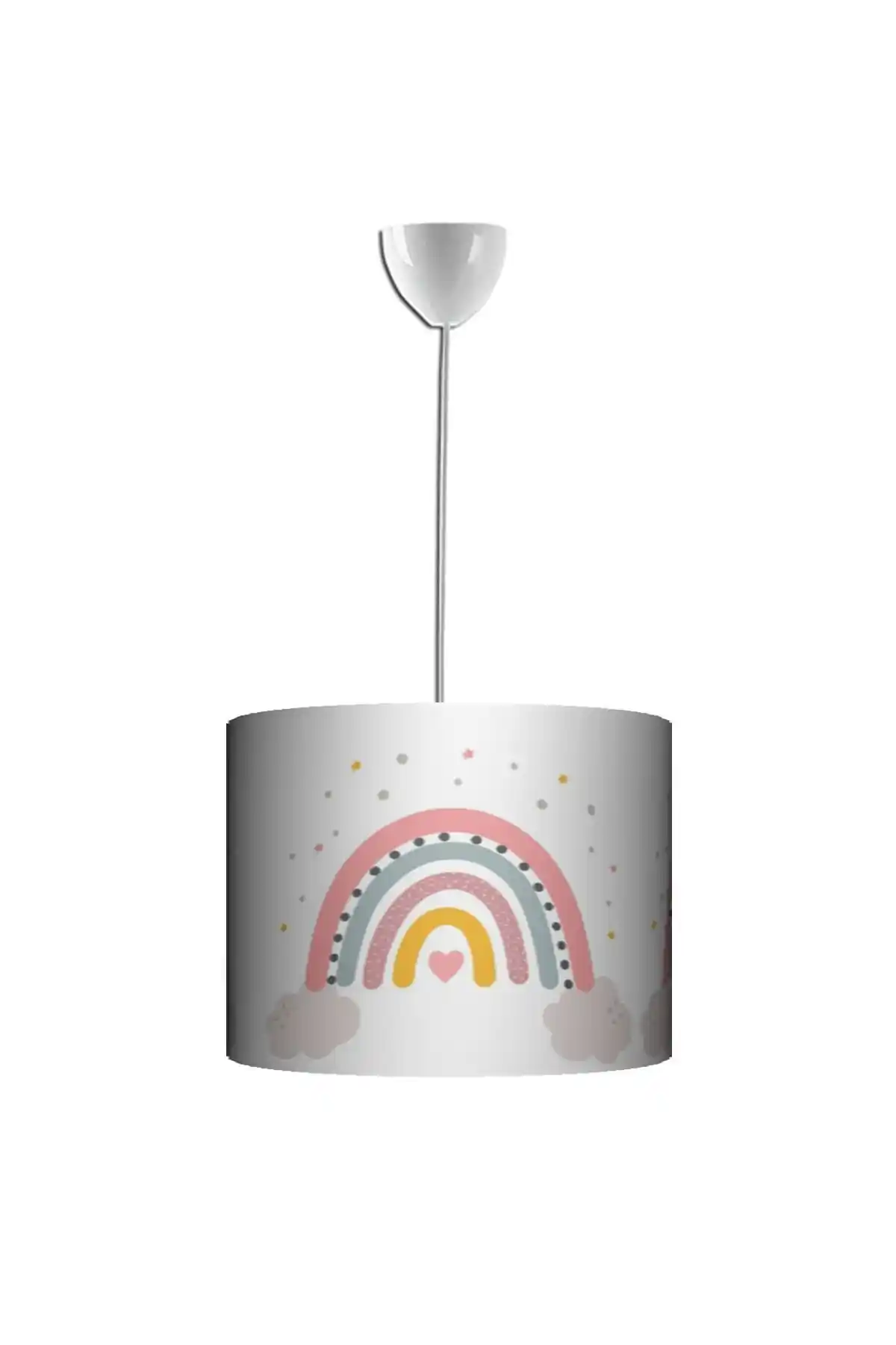 Çocuk Odası İçin Renkli ve Kalpli Gökkuşağı Tasarımlı Modern Avize