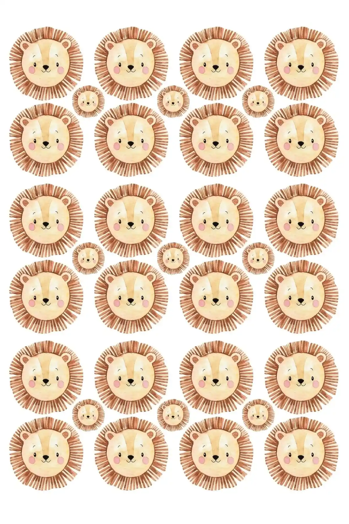 Çocuk Odası İçin Renkli ve Modern Aslan Figürlü Duvar Sticker Seti