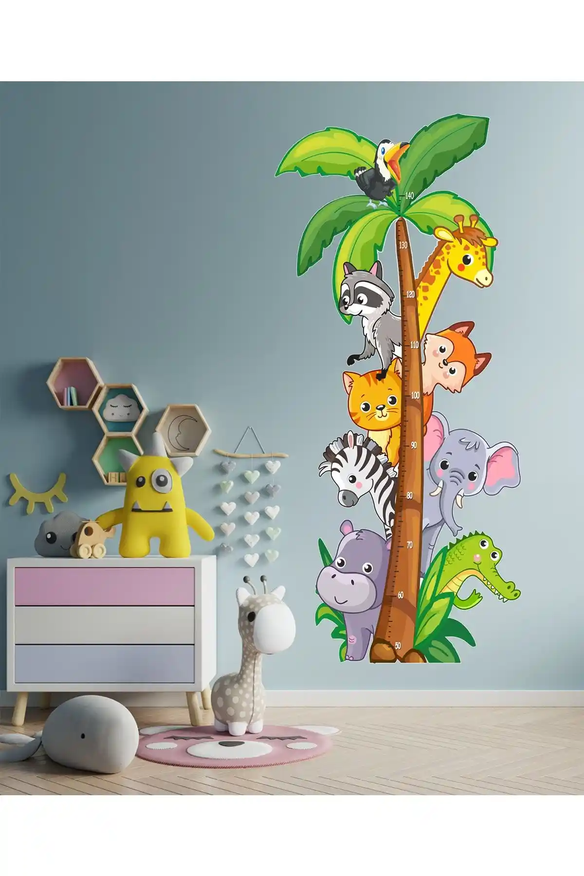 Çocuk Odası Safari Temalı Duvar Sticker Seti Renkli ve Kolay Uygulanabilir Dekorasyon