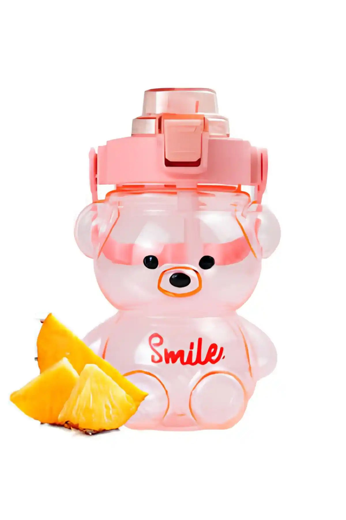 Çocuklar İçin Güvenli ve Eğlenceli 1000 ML Ayıcıklı Plastik Matara