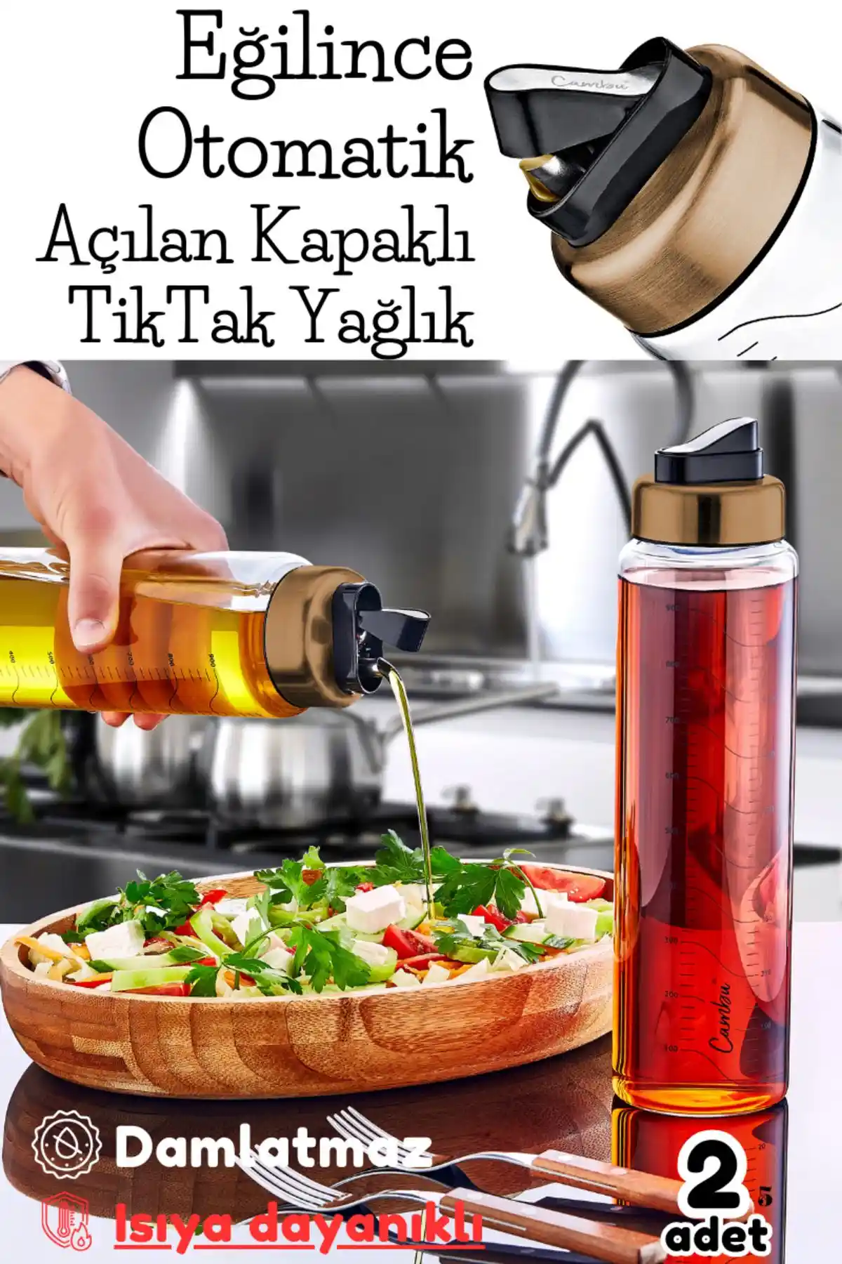 Comprox 2 Adet Cam Yağlık Seti Estetik ve Dayanıklı Mutfak Aksesuarı