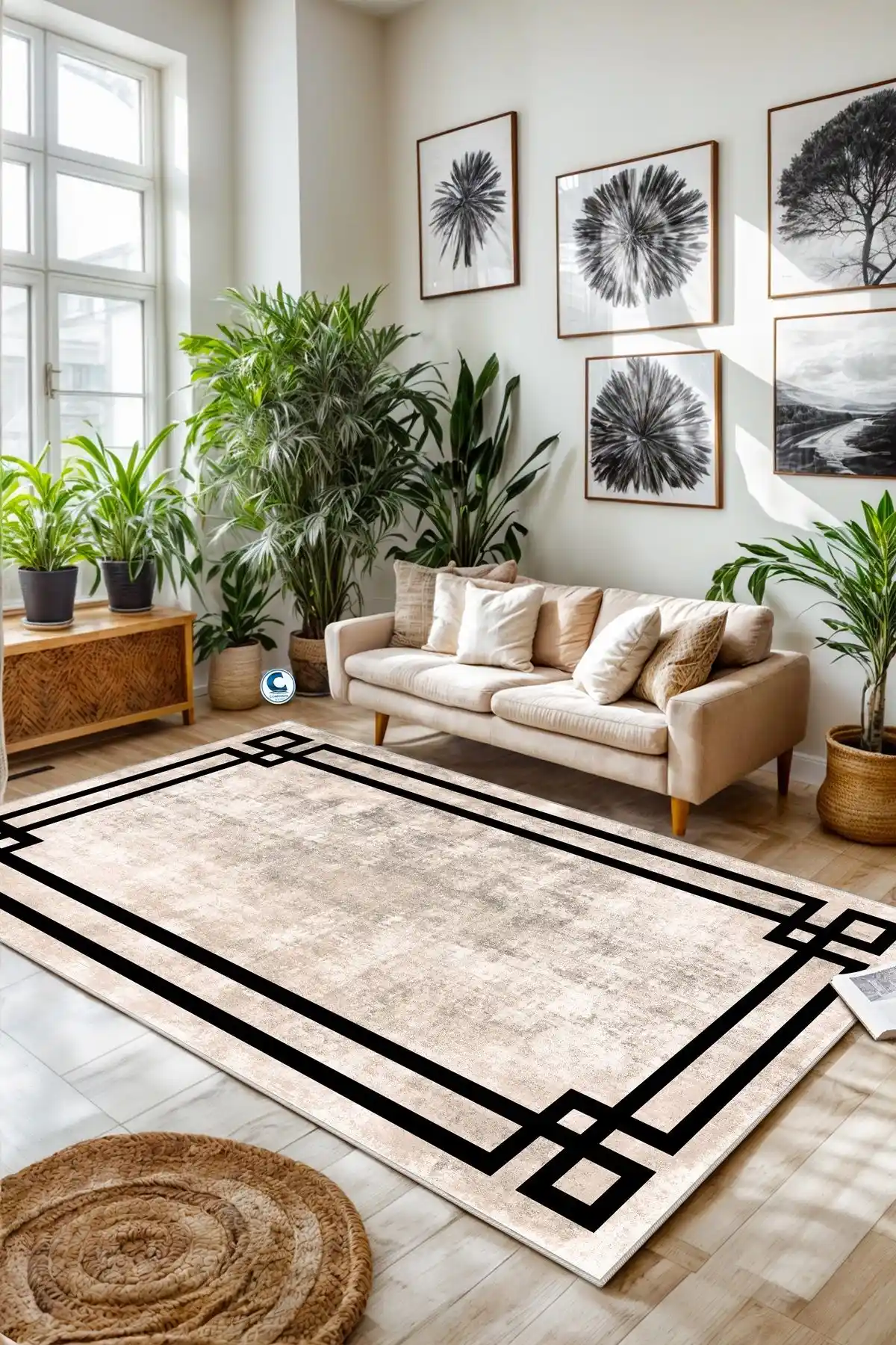 Confidence Home Dijital Baskılı Kaymaz Taban Salon Halısı Modern ve Pratik Kullanım İçin Uygun