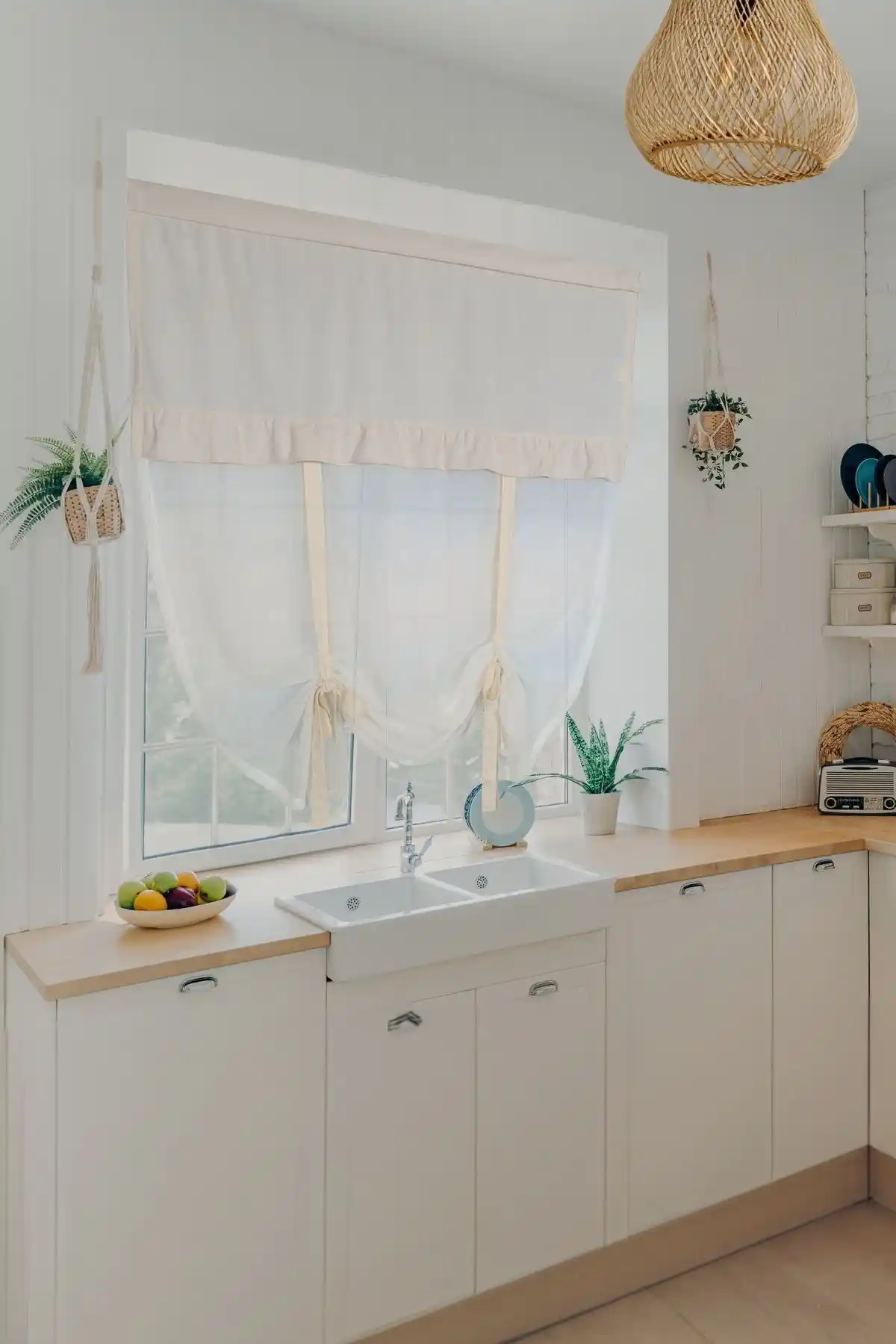 Cotton Maison Naturel Potlu Tül Perde Retro Krem Renk Şık ve Kullanışlı Tasarım