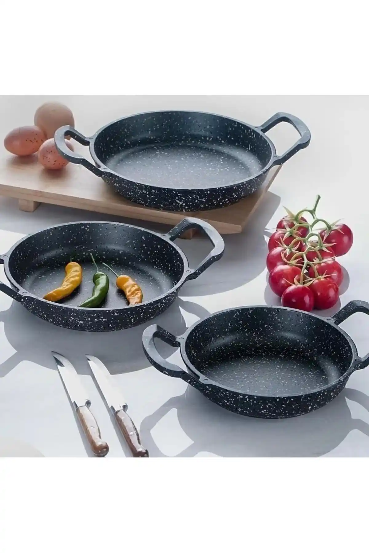 DAİLMOND Dailmond A++ Kalite 3’lü Granit Sahan Takımı – Dayanıklı ve Şık Mutfak Gereçleri