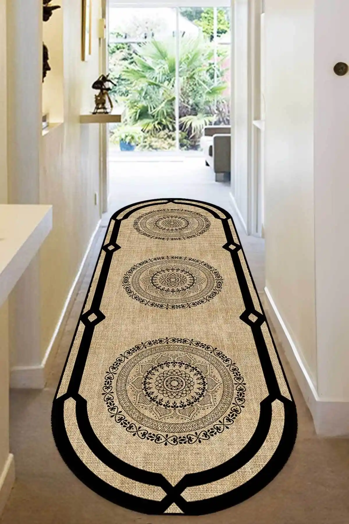 Decomia Home Dijital Kaymaz Yıkanabilir Jüt Görünüm Salon ve Mutfak Halısı