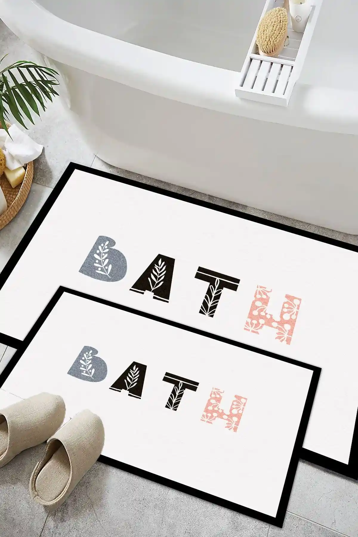 Decomia Home Yıkanabilir Nordic Modern Banyo Paspası Seti Kaymaz ve Şık Tasarım