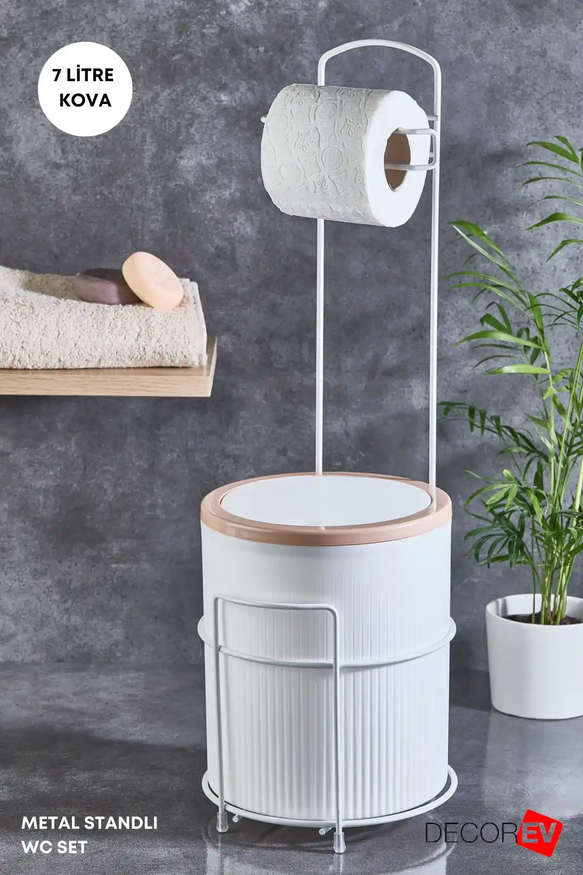 Decorev 7 Litre Metal Standlı Çöp Kovası Banyo ve Mutfak İçin Modern Tasarım