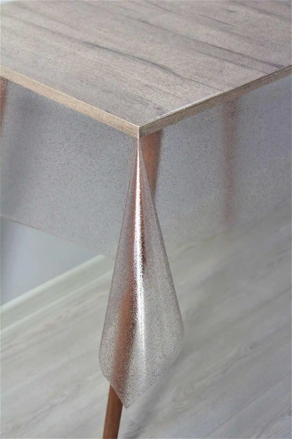 DedeEvTekstil PVC Şeffaf Simli Silinebilir Masa Örtüsü 130x160cm ve Diğer Boyutlar