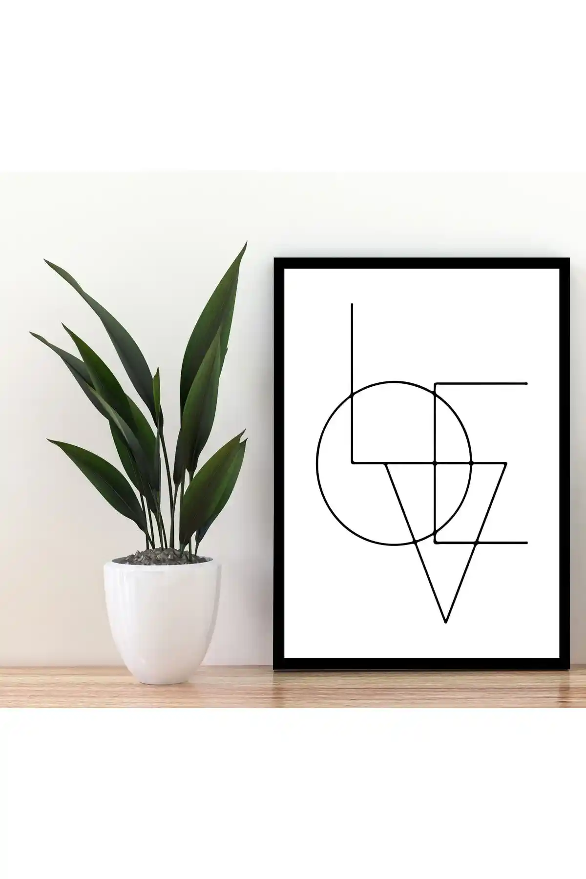 Deephediyem Siyah Çerçeve Görünümlü Modern Soyut Duvar Tablosu Dekorasyon Ürünü