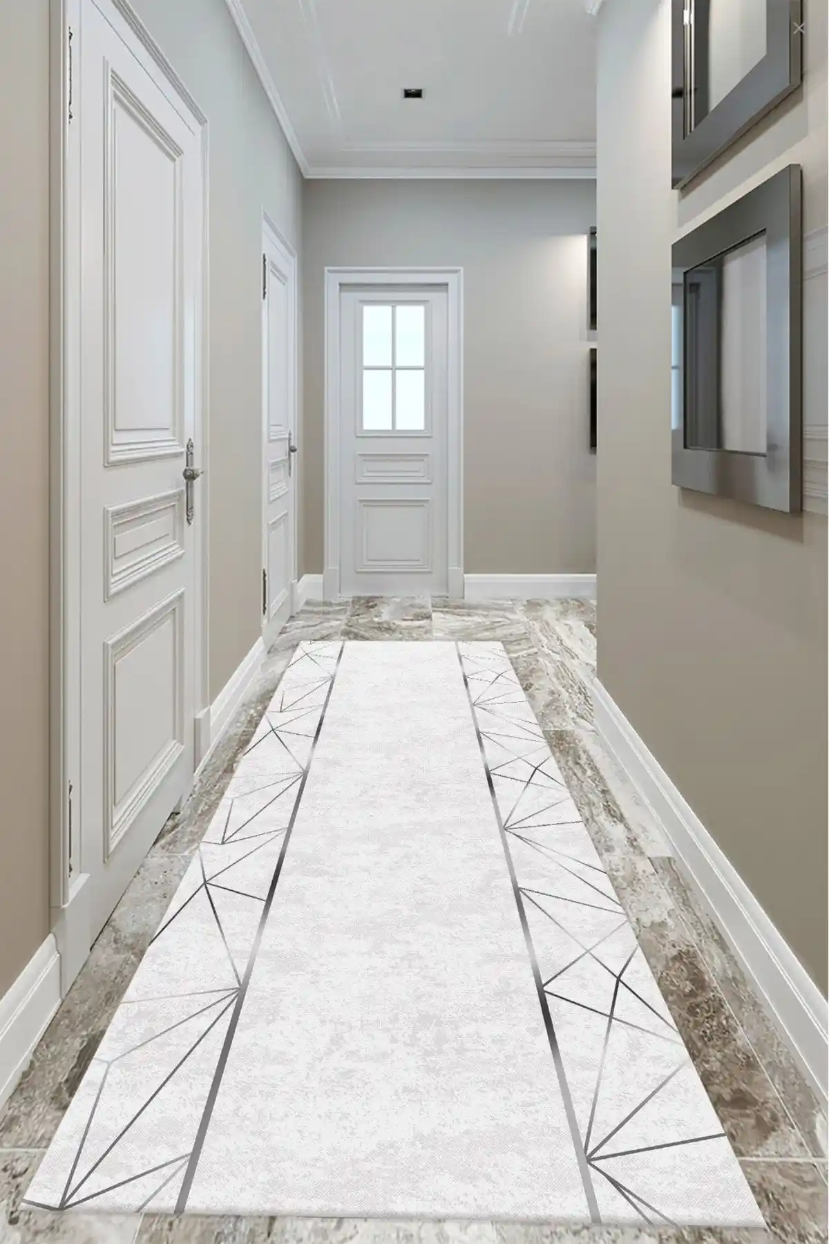 DEKOMOD Dekoratif Dijital Baskılı Kaymaz Taban Yıkanabilir Kadife Yolluk