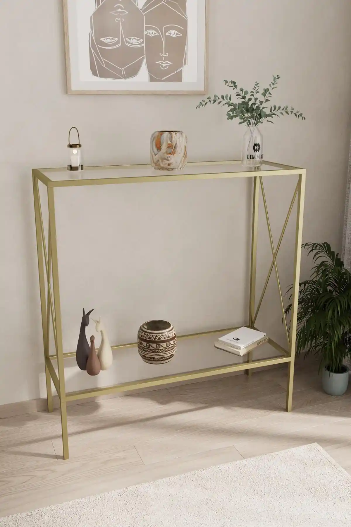 Dekoport Florya Gold Metal Dresuar Modern ve Şık Dekorasyon Parçası