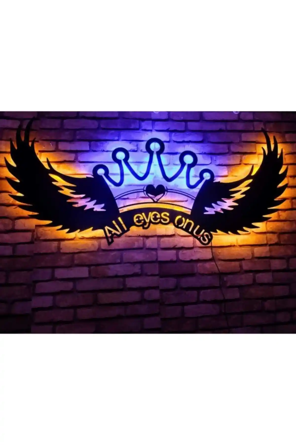 Dekoratif Kanatlı Taç Led Işıklı Tablo Bohem Tarzına Uygun Modern Duvar Dekoru