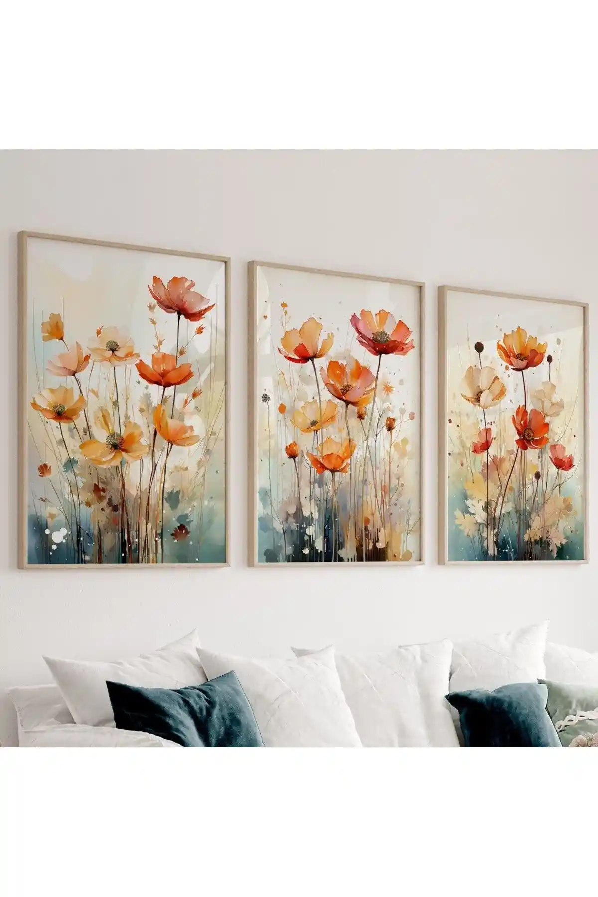 Dekorsiahome Ahşap Çerçeveli Modern ve Minimalist Tablo Seti ile Şık Dekorasyon