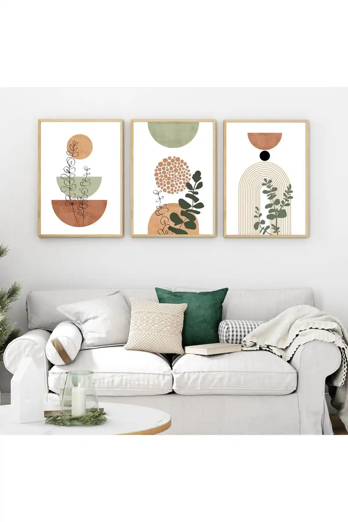 Dekorsiahome Ahşap Çerçeveli Terracotta Tablo Seti Modern ve Dayanıklı Dekoratif Sanat Eseri