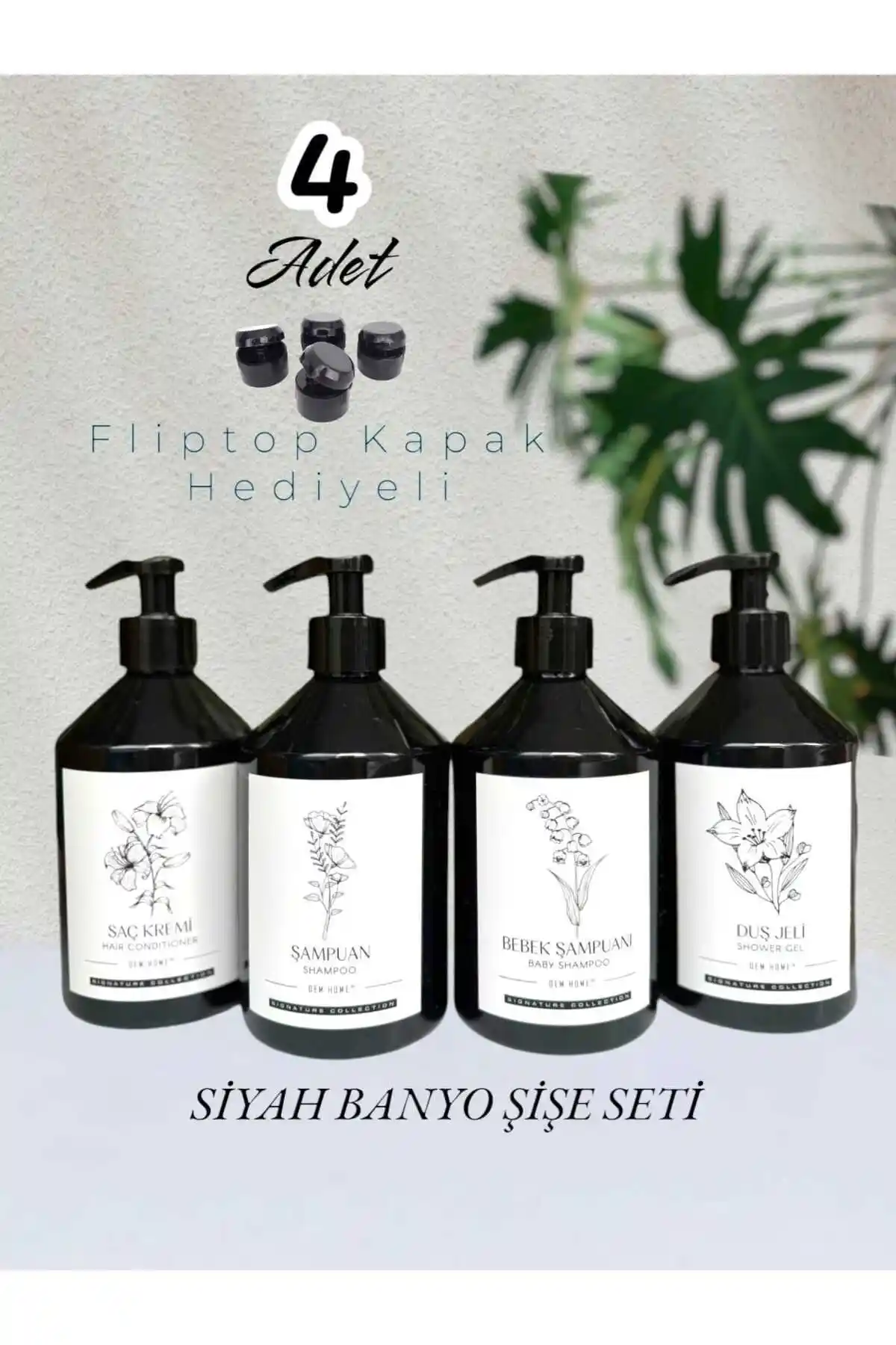 Dem Home Siyah Plastik Banyo Şişe Seti Fonksiyonellik ve Estetiğin Buluşması