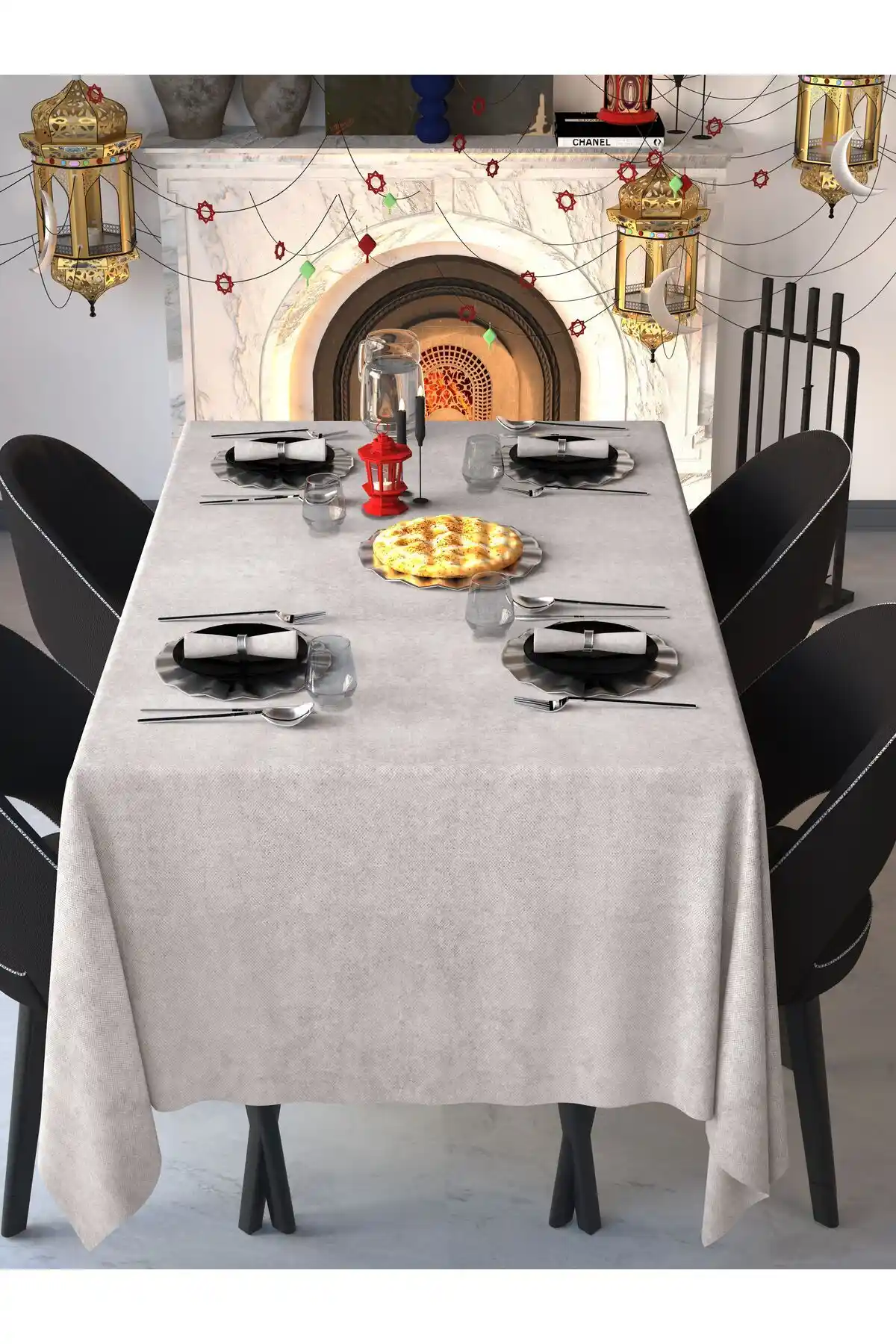 Demor Home Kadife Dokulu Badem Ezmesi Rengi Dertsiz Masa Örtüsü - Şık ve Pratik Kullanım