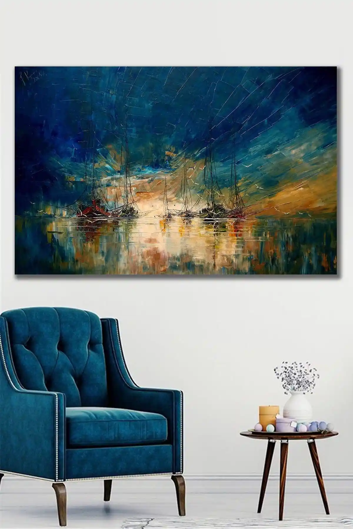 Deniz Savaşları Temalı 70x100 cm Kanvas Tablo Modern Ev ve Ofis Dekorasyonu İçin