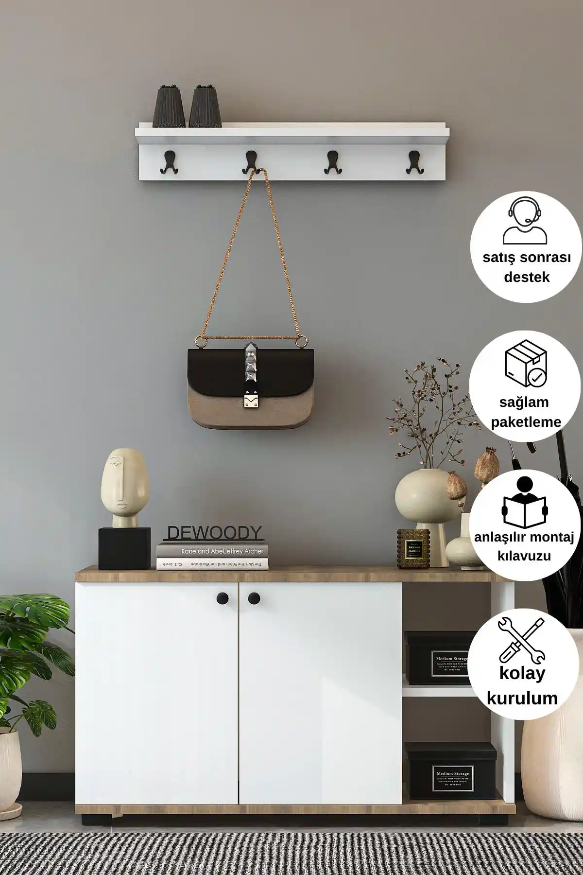 DEWOODY Ayakkabılık ve Askılık Takım: Modern ve Şık Giriş Çözümü