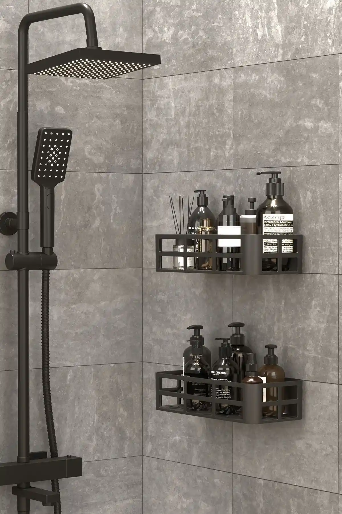 Deyhome 2'li Duş Rafı Seti Modern ve Dayanıklı Banyo Organizasyonu Çözümü