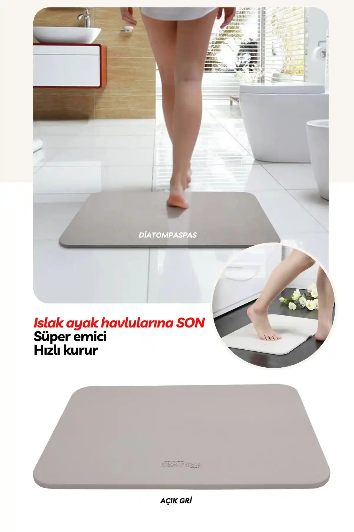 Diatompaspas: Yüksek Emicilik ve Güvenlik Sağlayan Doğal Banyo Paspası