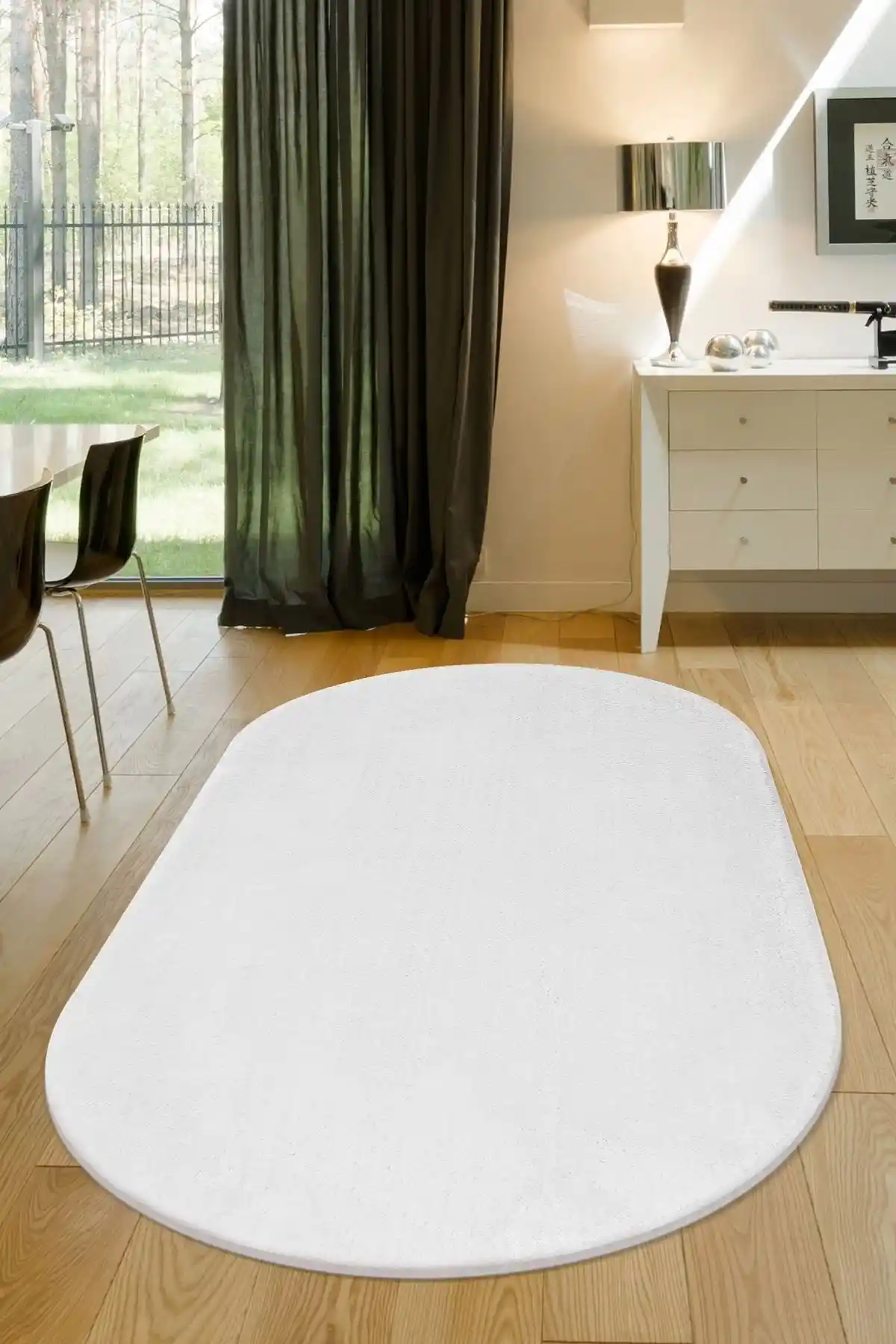 Dijidekor Beyaz Oval Post Dokuma Halı: Modern ve Dayanıklı Oturma Odası Dekoru