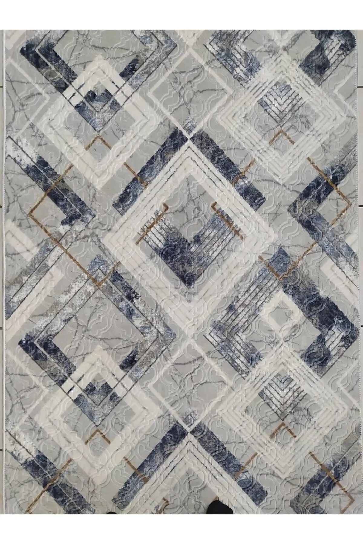 Dinarsu Kaymaz Taban Halı Yolluk Anka Indigo Şık ve Güvenli Tasarım