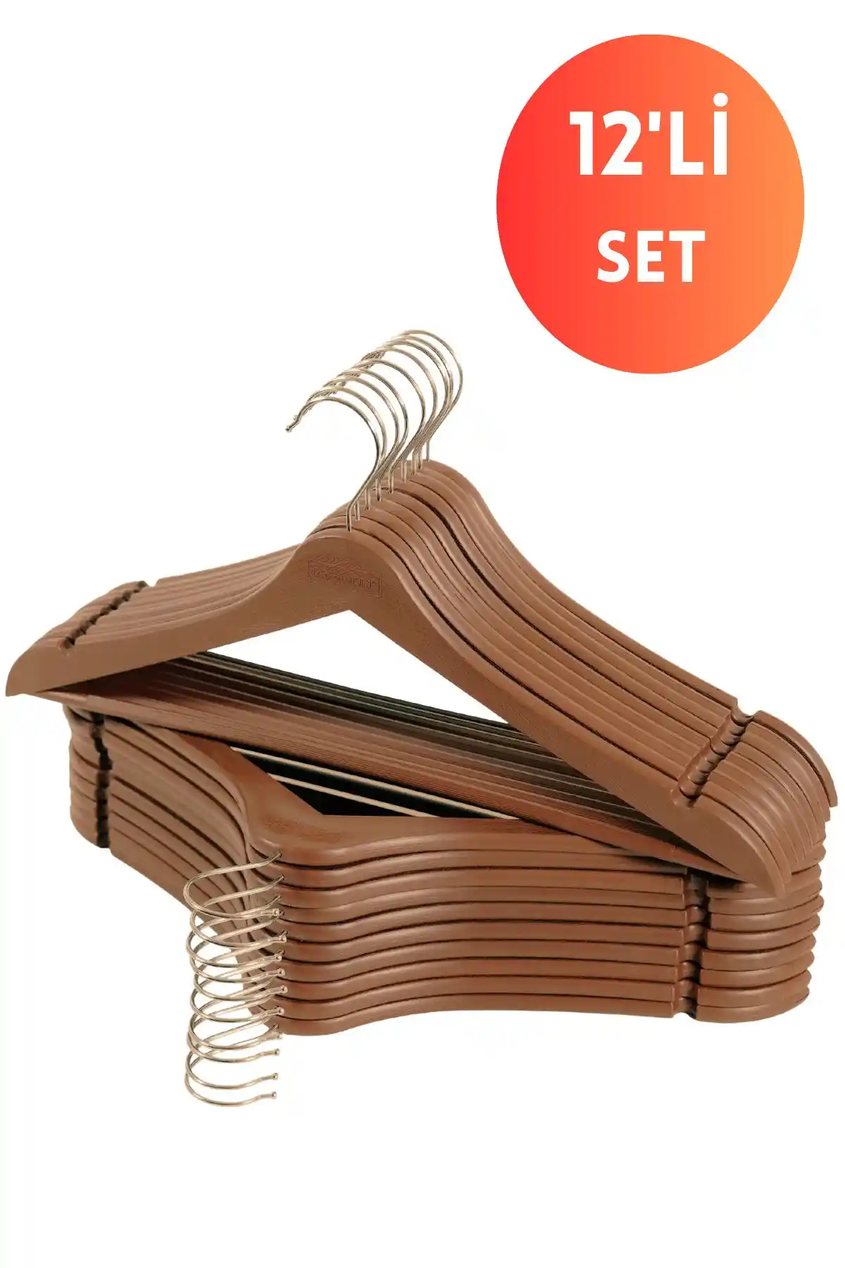 Dorcia Home Ahşap Görünümlü Plastik Askı Seti 12 Adet Dayanıklı ve Estetik Tasarım